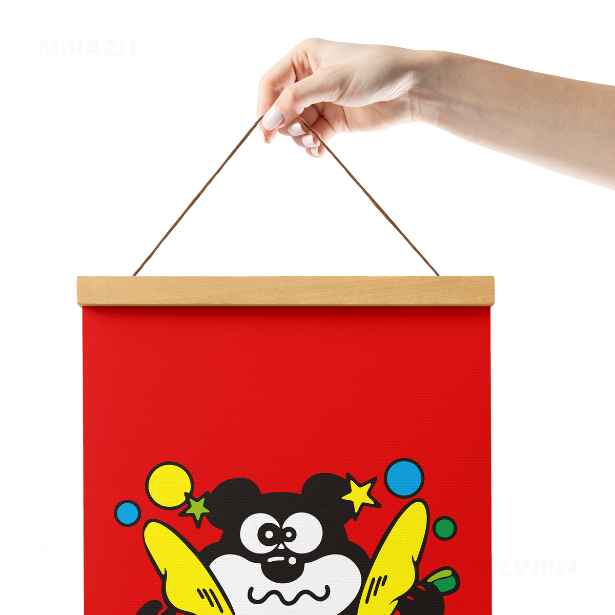 AdamsKhersiStrawberry Magnetic Hanger Poster 05 Natural Wood