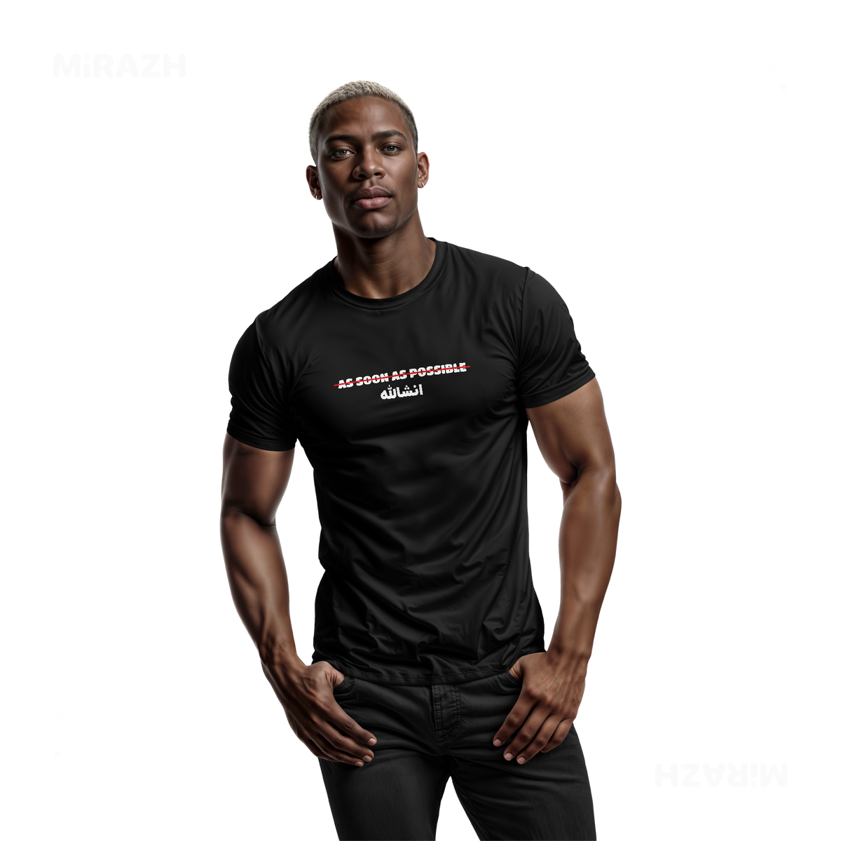 AsSoonAsInshallah Adult T Shirt 02 Black