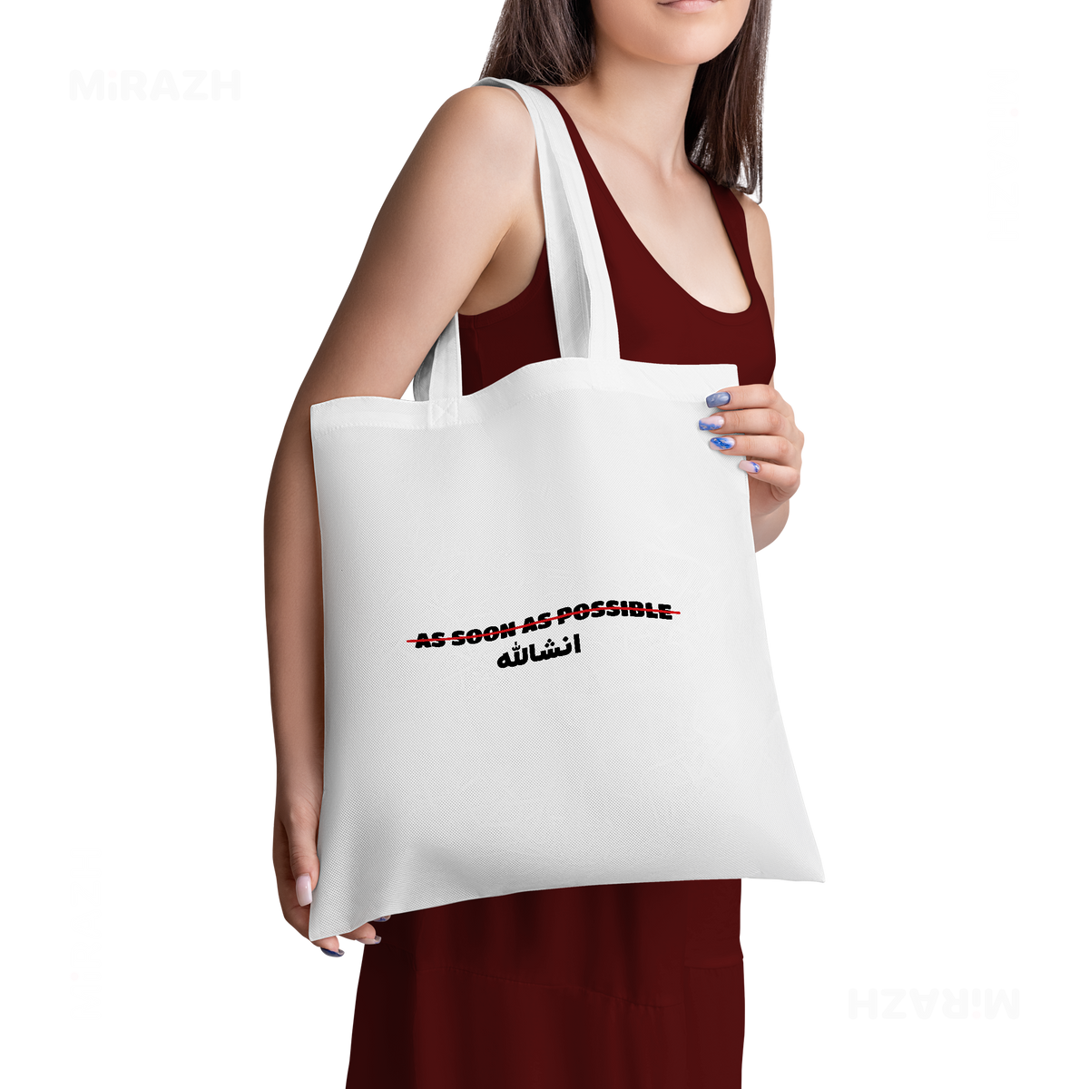 AsSoonAsInshallah Tote Bags 02 White