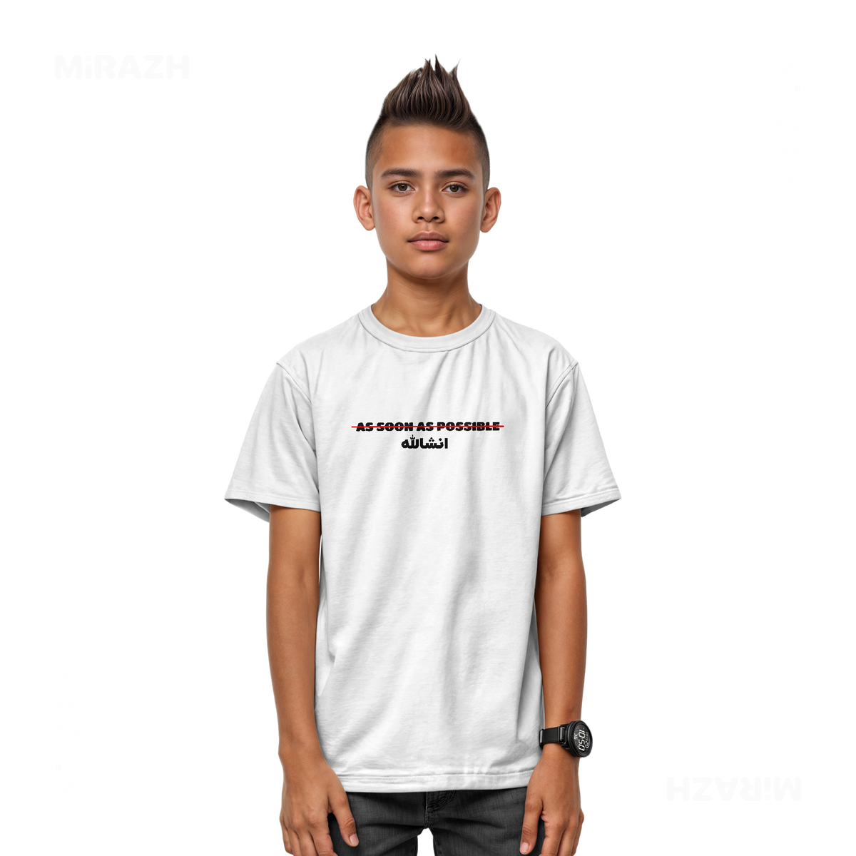 AsSoonAsInshallah Youth T Shirt 03 White