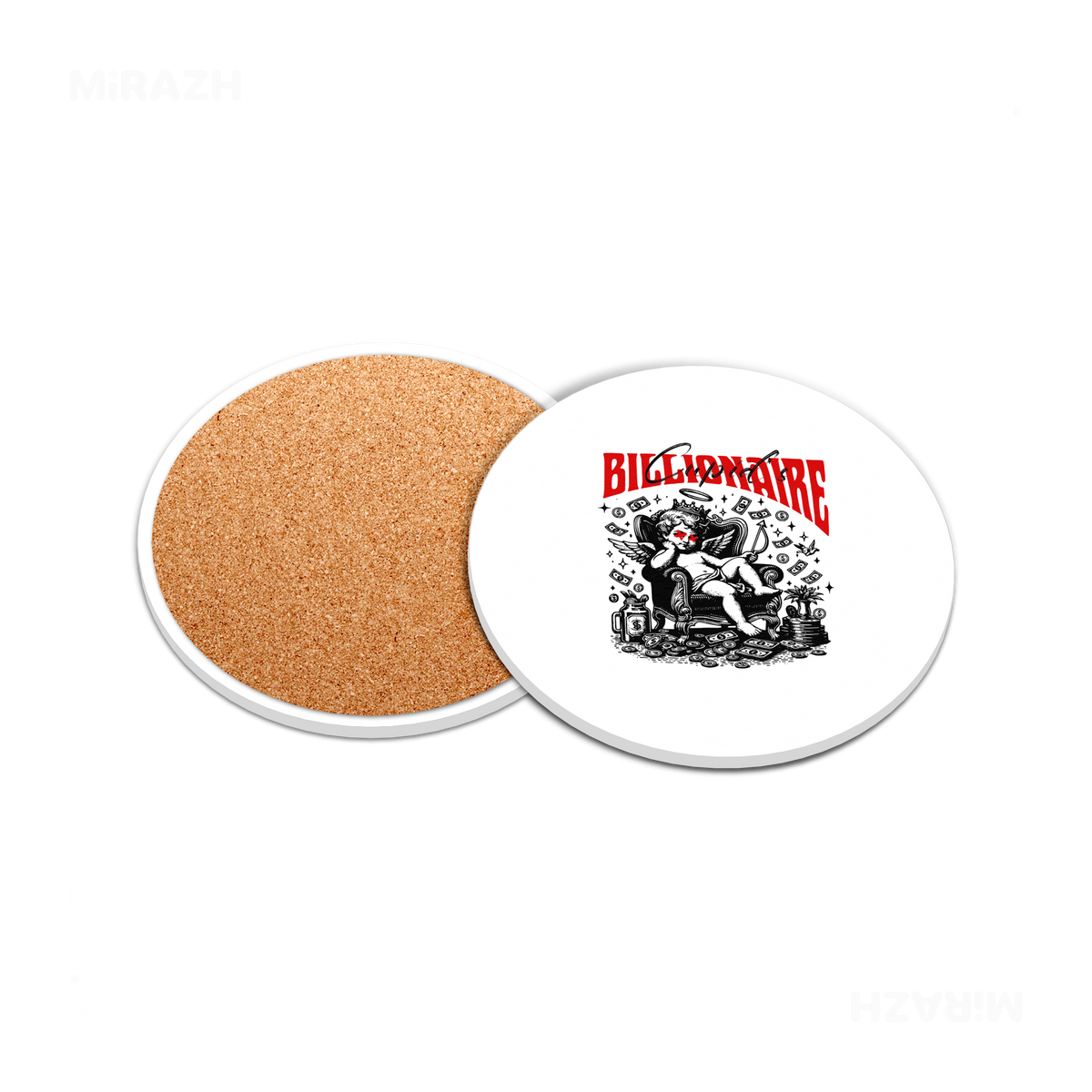 CupidCashThrone Ceramic Coaster 05 Round