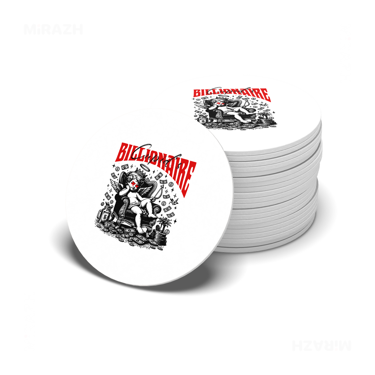 CupidCashThrone Ceramic Coaster 06 Round