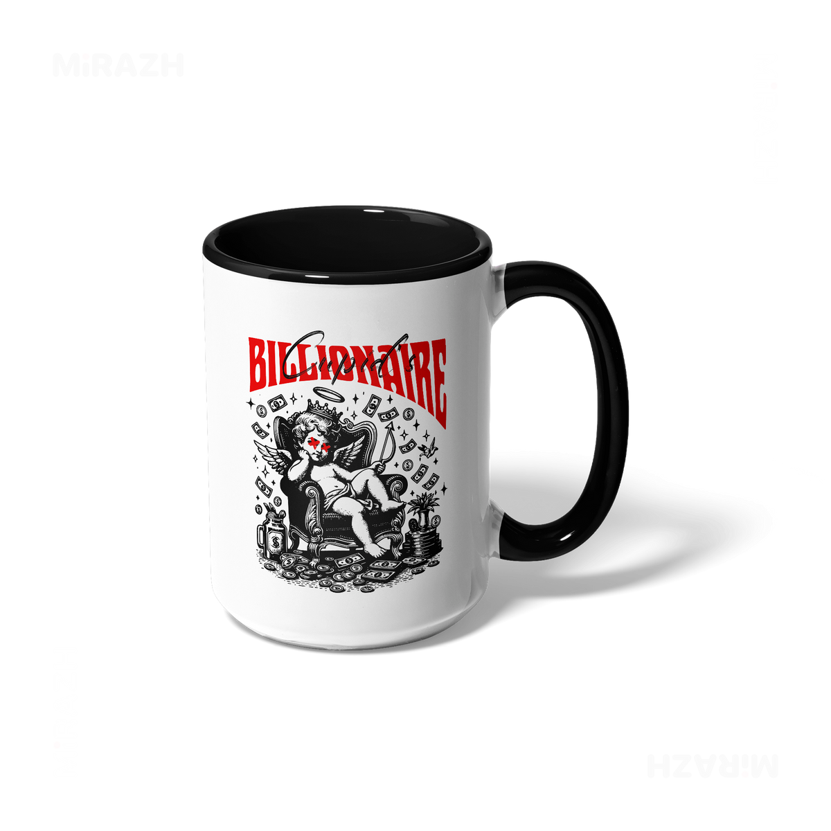 CupidCashThrone Ceramic Mug 01 White Black