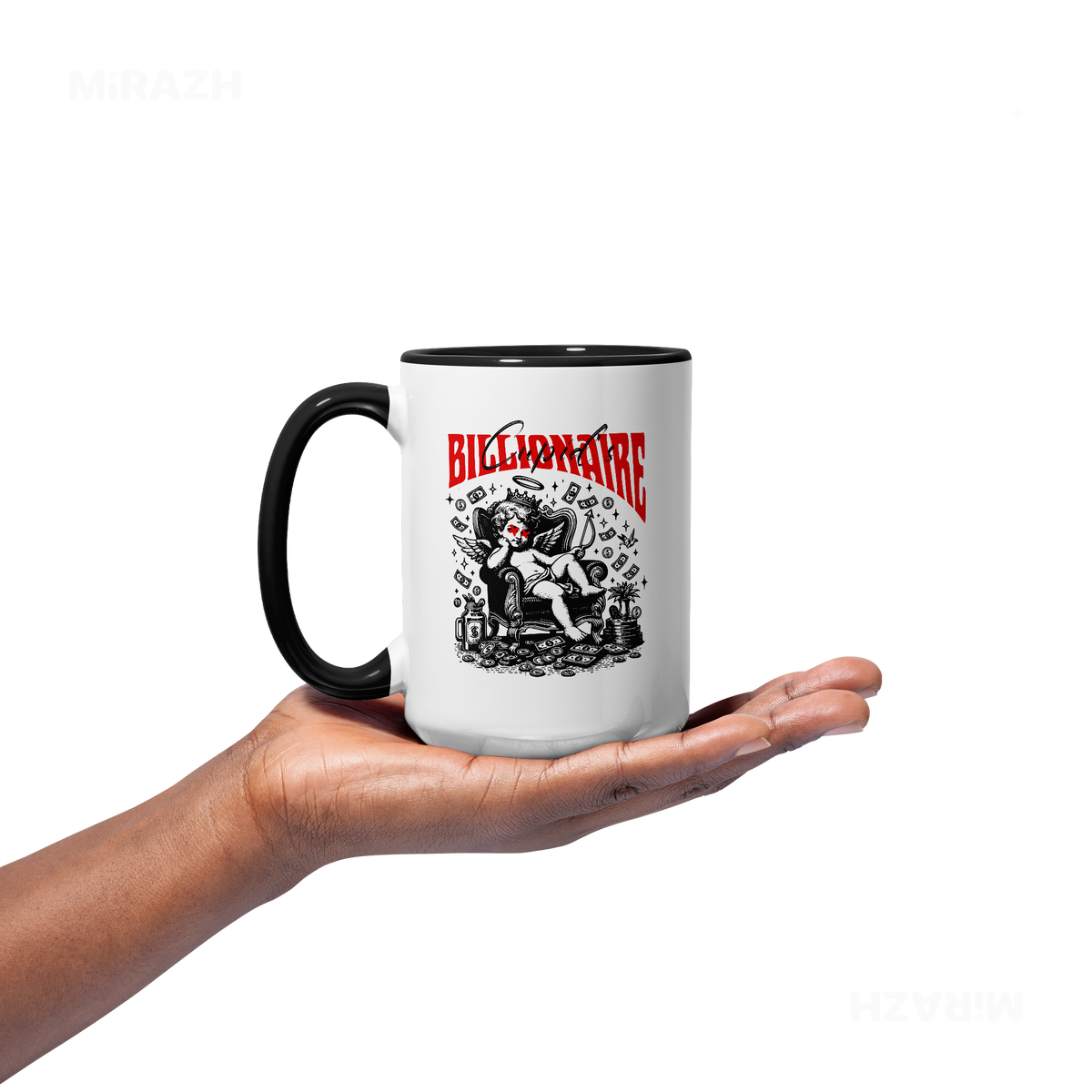 CupidCashThrone Ceramic Mug 03 White Black