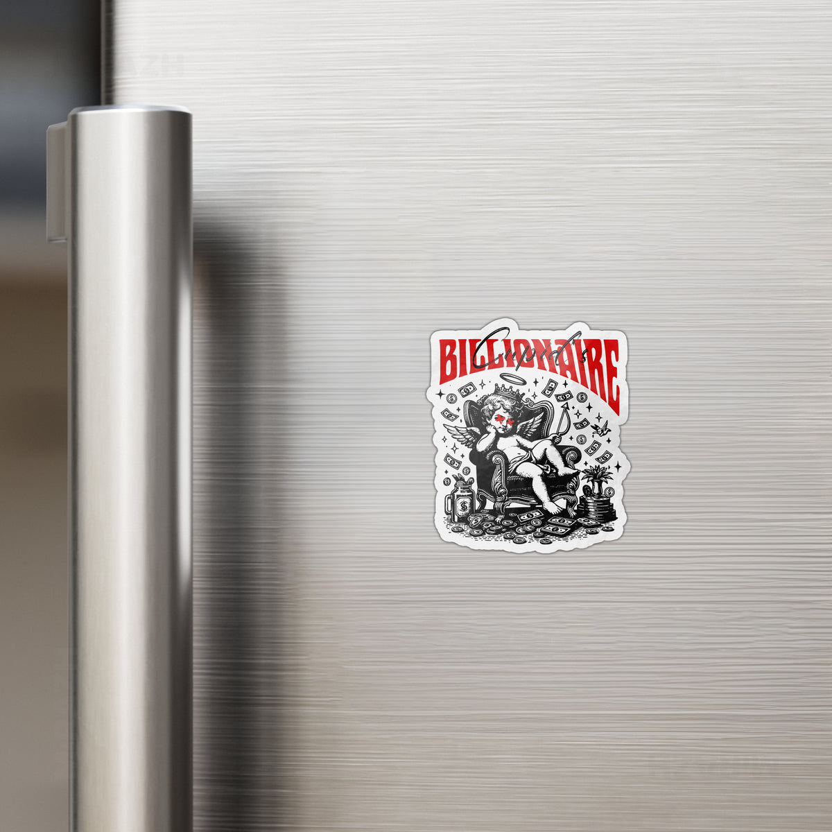 CupidCashThrone Die Cut Magnet 02