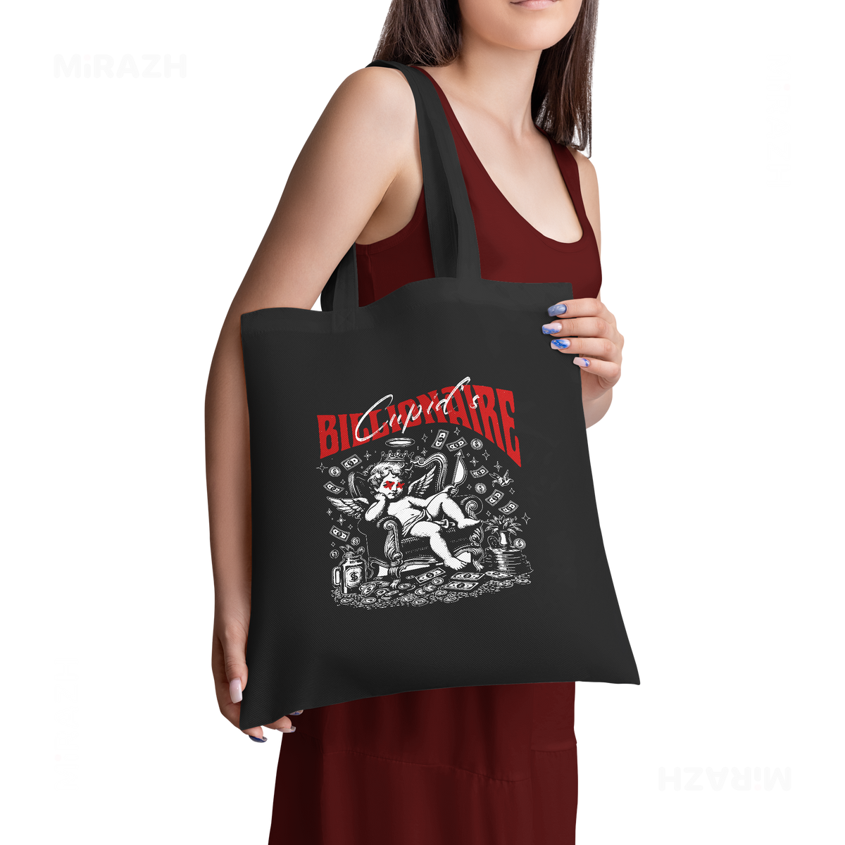 CupidCashThrone Tote Bags 02 Black