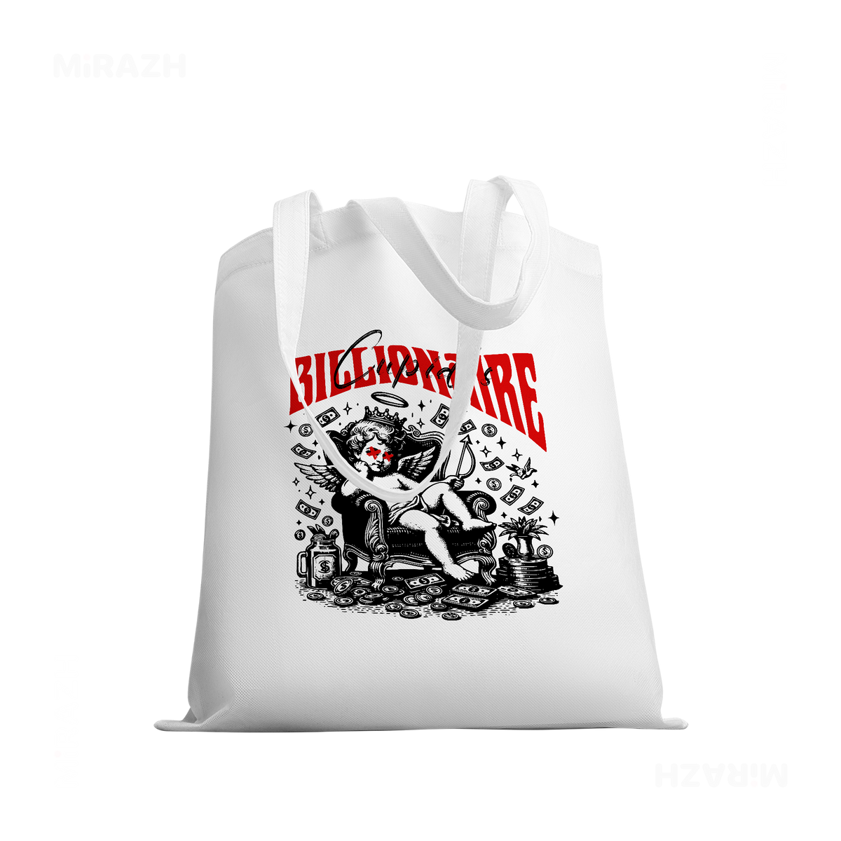 CupidCashThrone Tote Bags 03 White