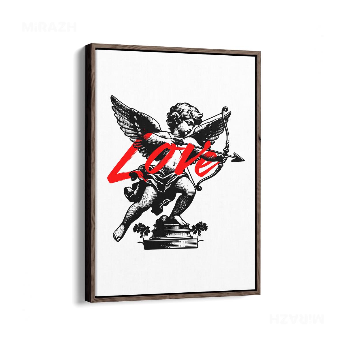 CupidLoveStruck Framed Canvas 01 Dark Wood