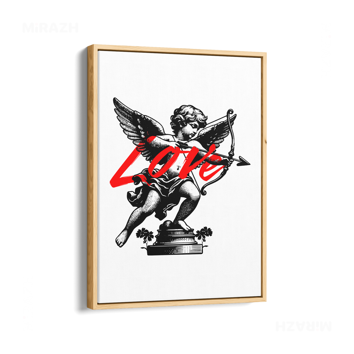 CupidLoveStruck Framed Canvas 01 Natural Wood