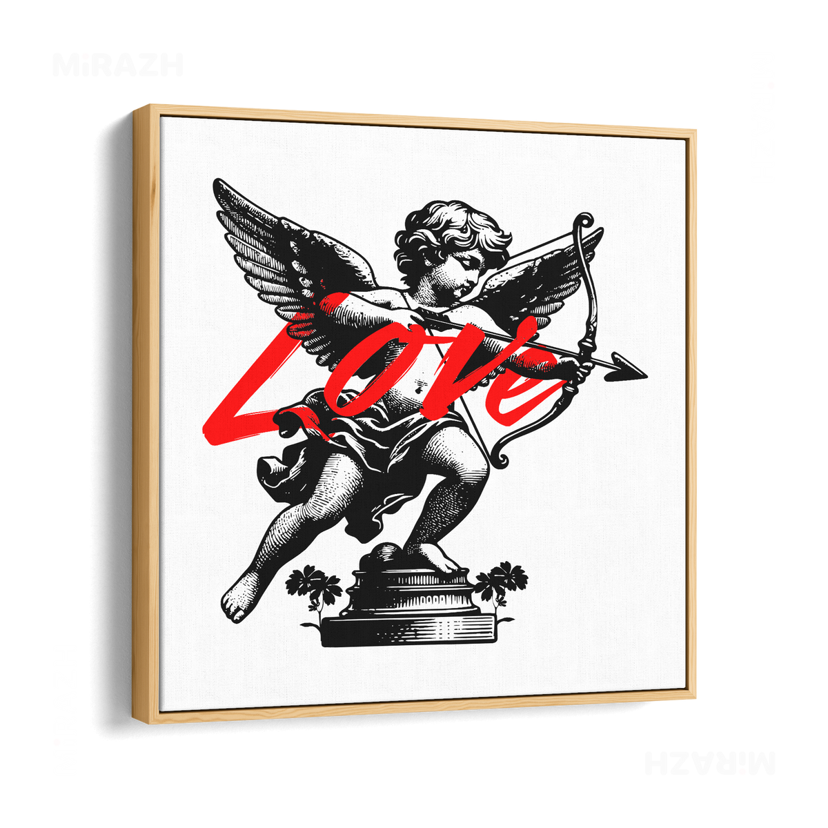 CupidLoveStruck Framed Canvas 04 Natural Wood