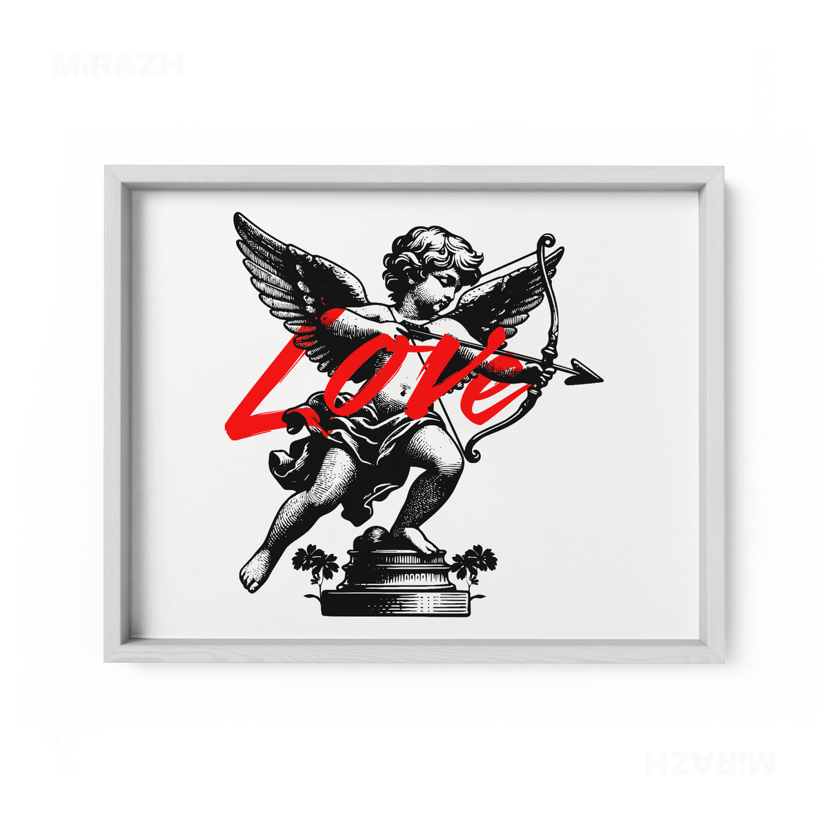 CupidLoveStruck Framed Poster 03 White Wood