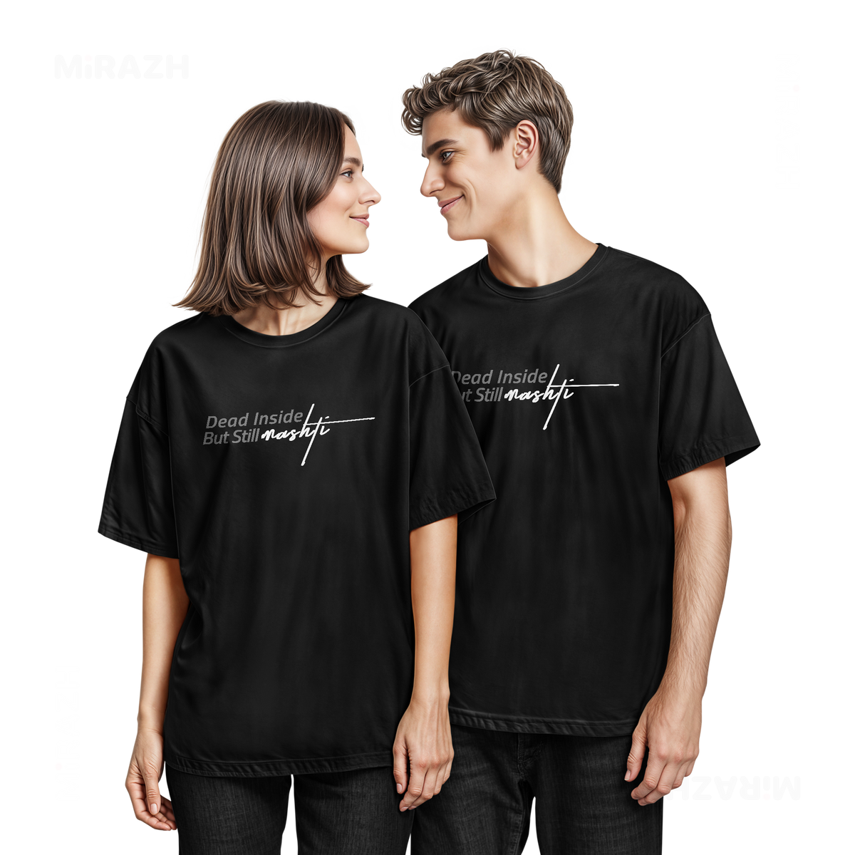 DeadInsideButStillMashti Couple T Shirt 05 Black