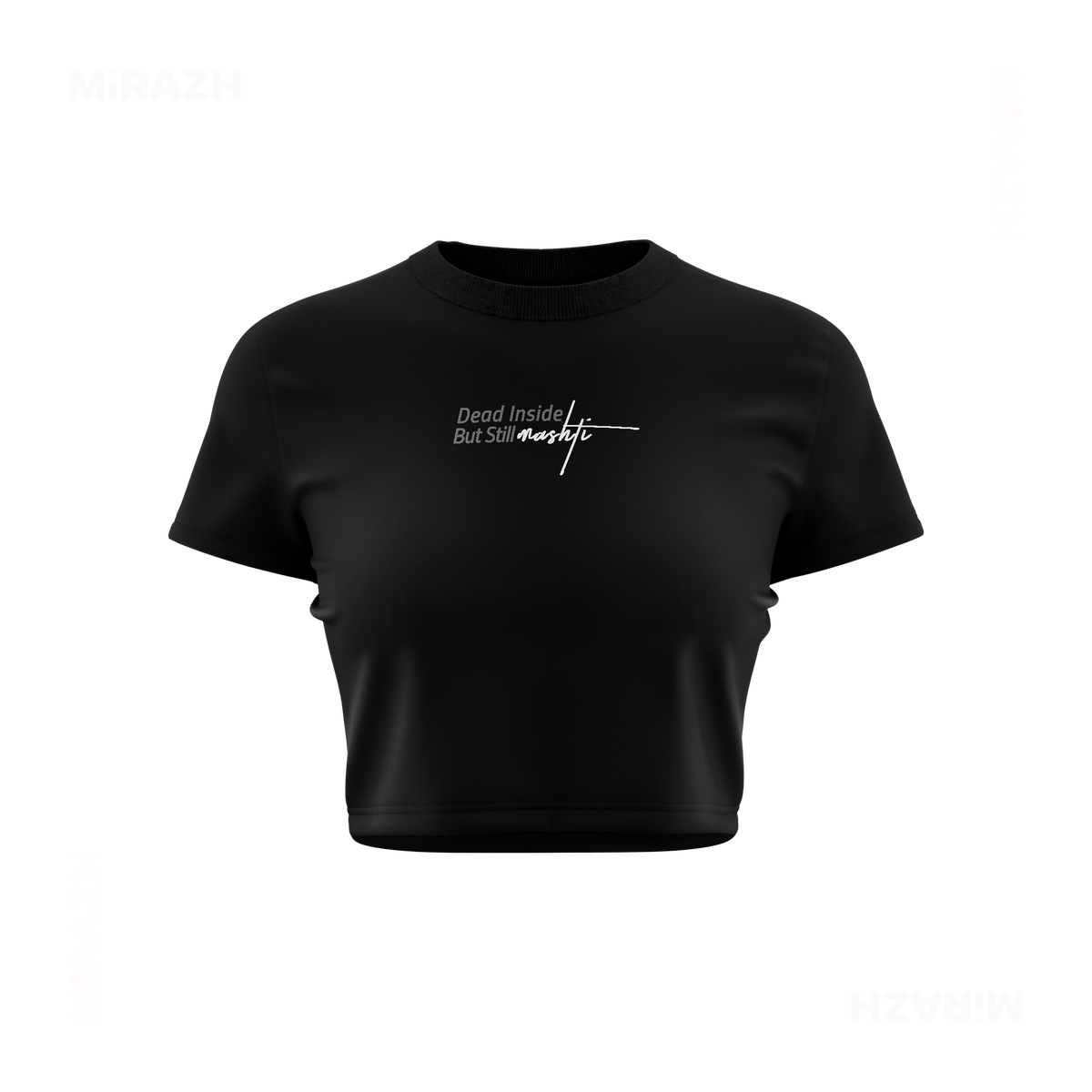 DeadInsideButStillMashti Fitted Crop Top 01 Black