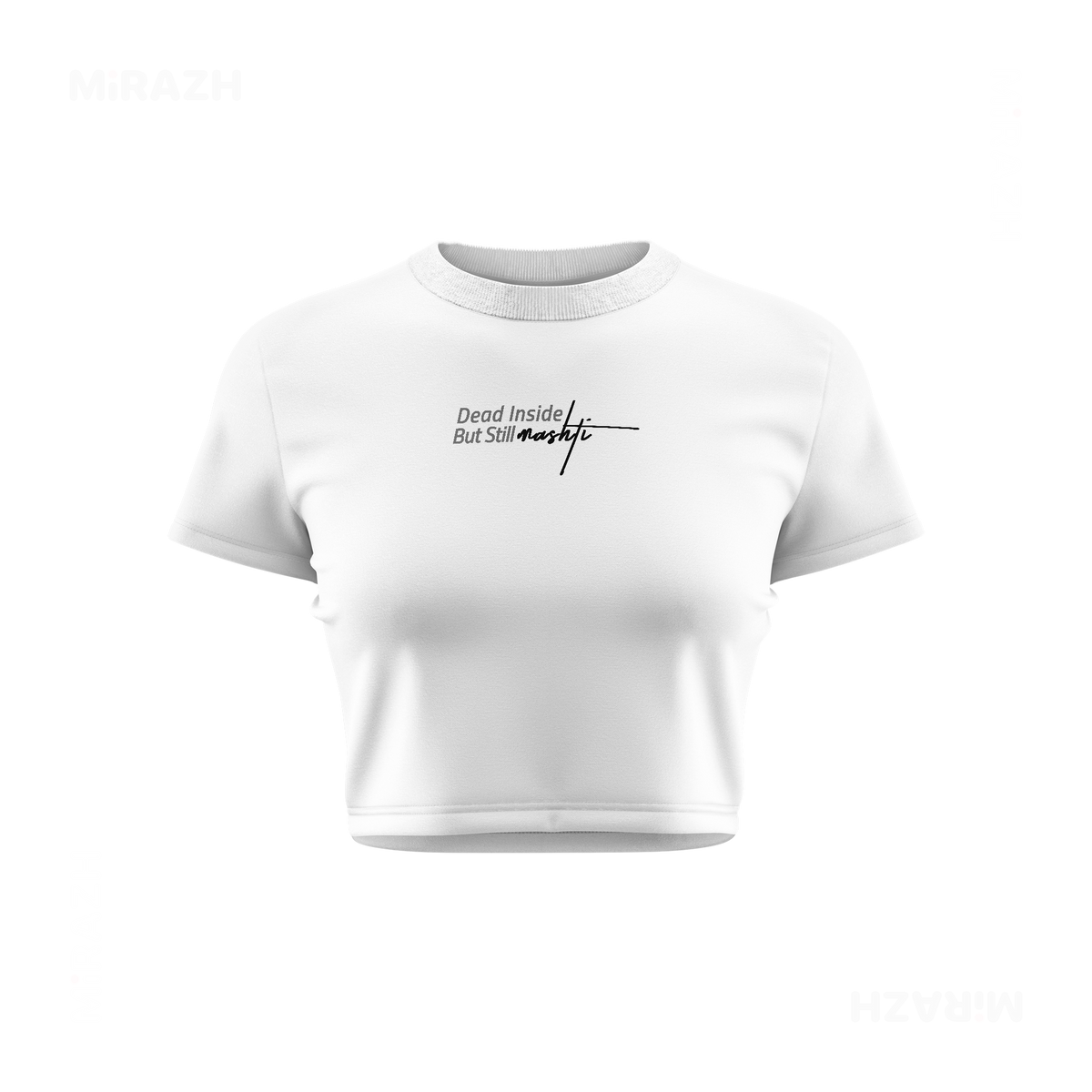 DeadInsideButStillMashti Fitted Crop Top 01 White