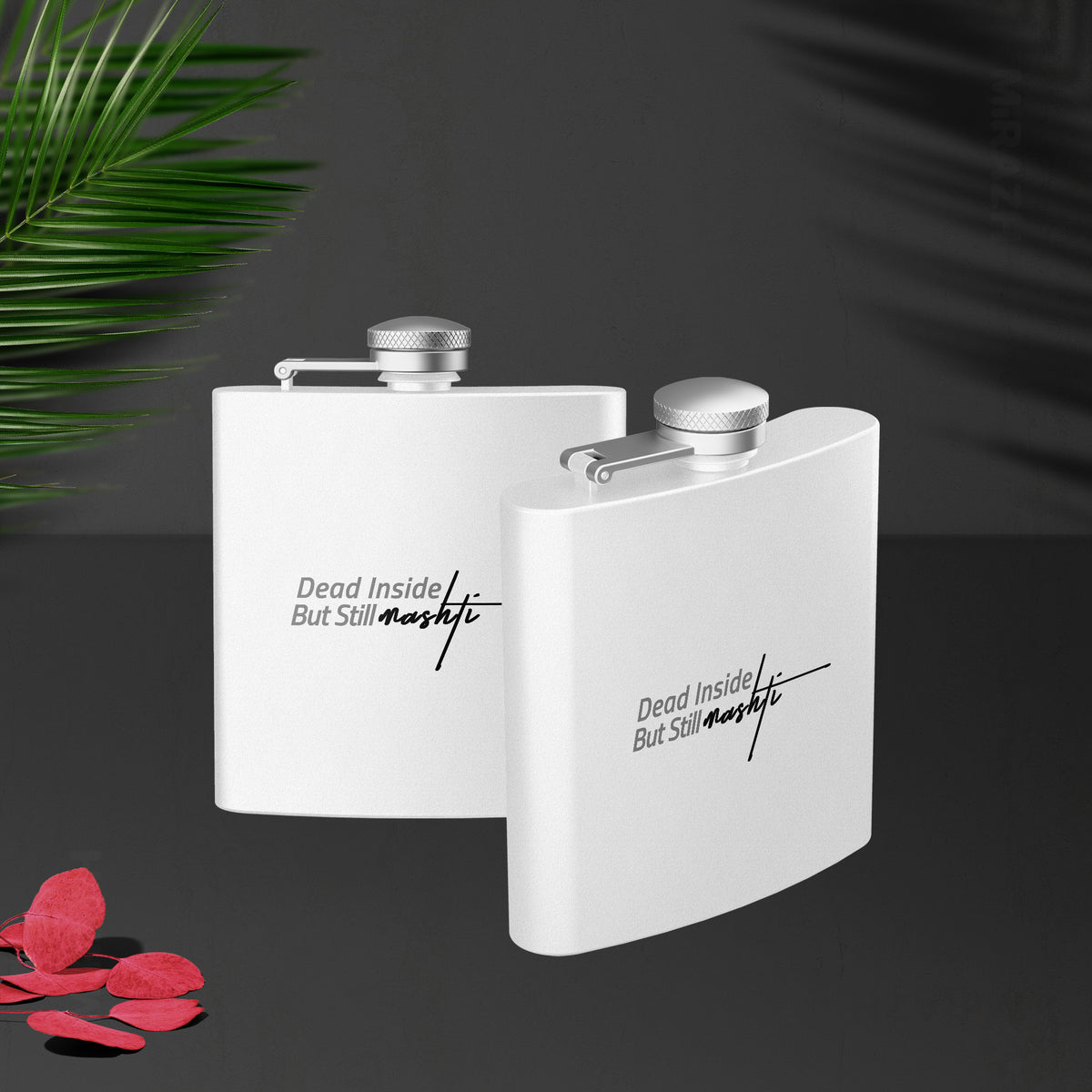 DeadInsideButStillMashti Hip Flasks 02 White