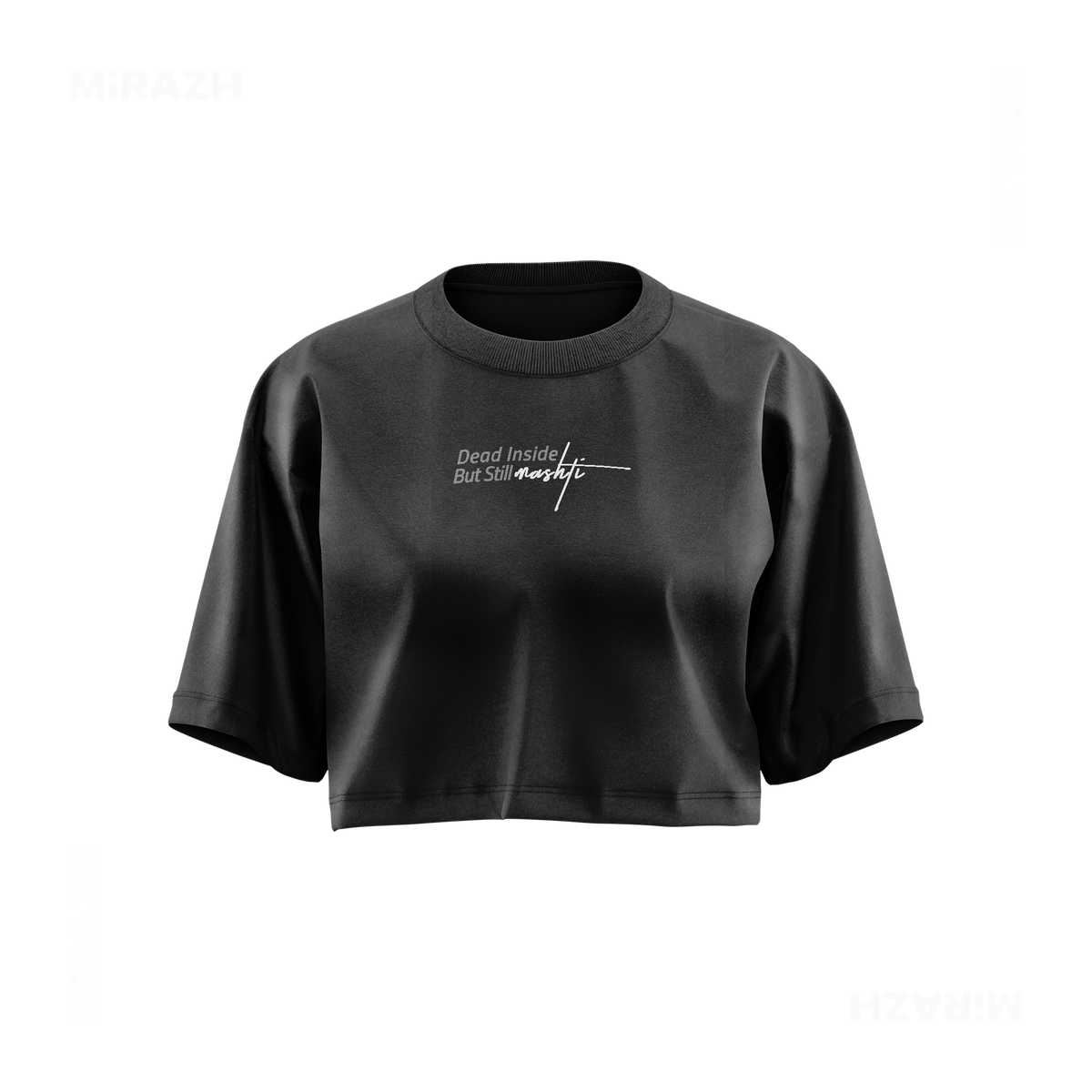 DeadInsideButStillMashti Over Sized Crop Top 01 Faded Black
