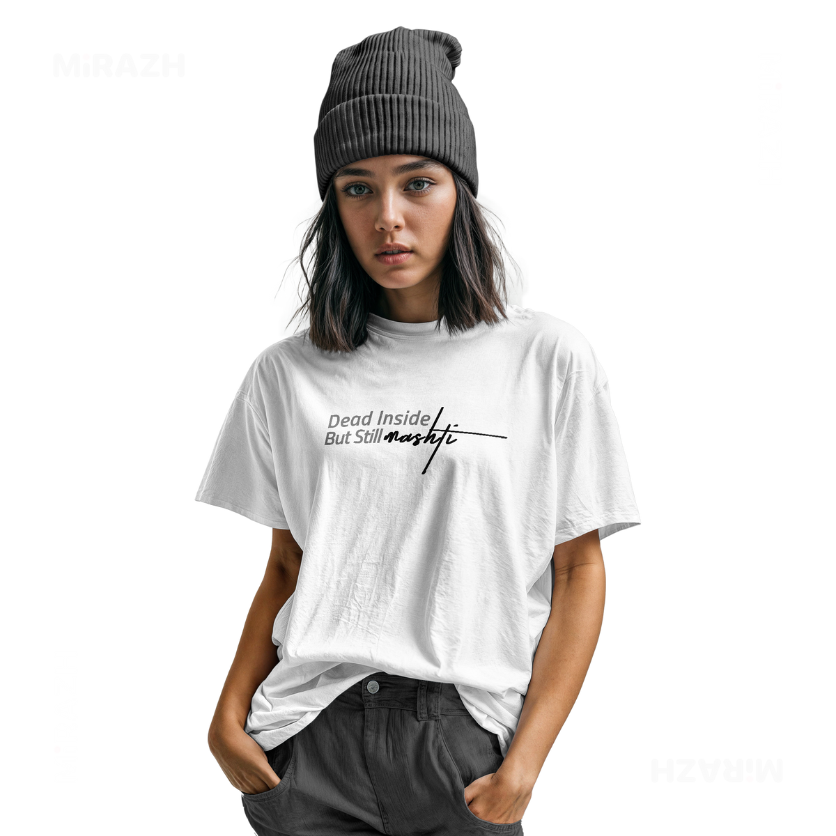 DeadInsideButStillMashti Youth T Shirt 04 White