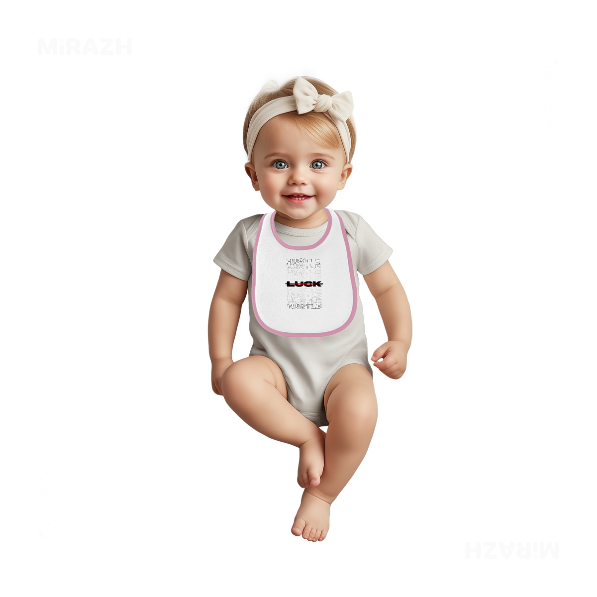 HustleOverLuck Baby Bibs 02 White Pink