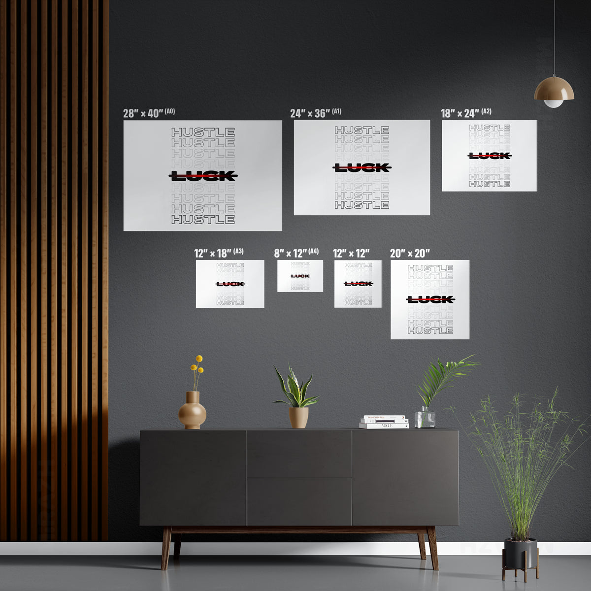 HustleOverLuck Framed Canvas 06 Natural Wood