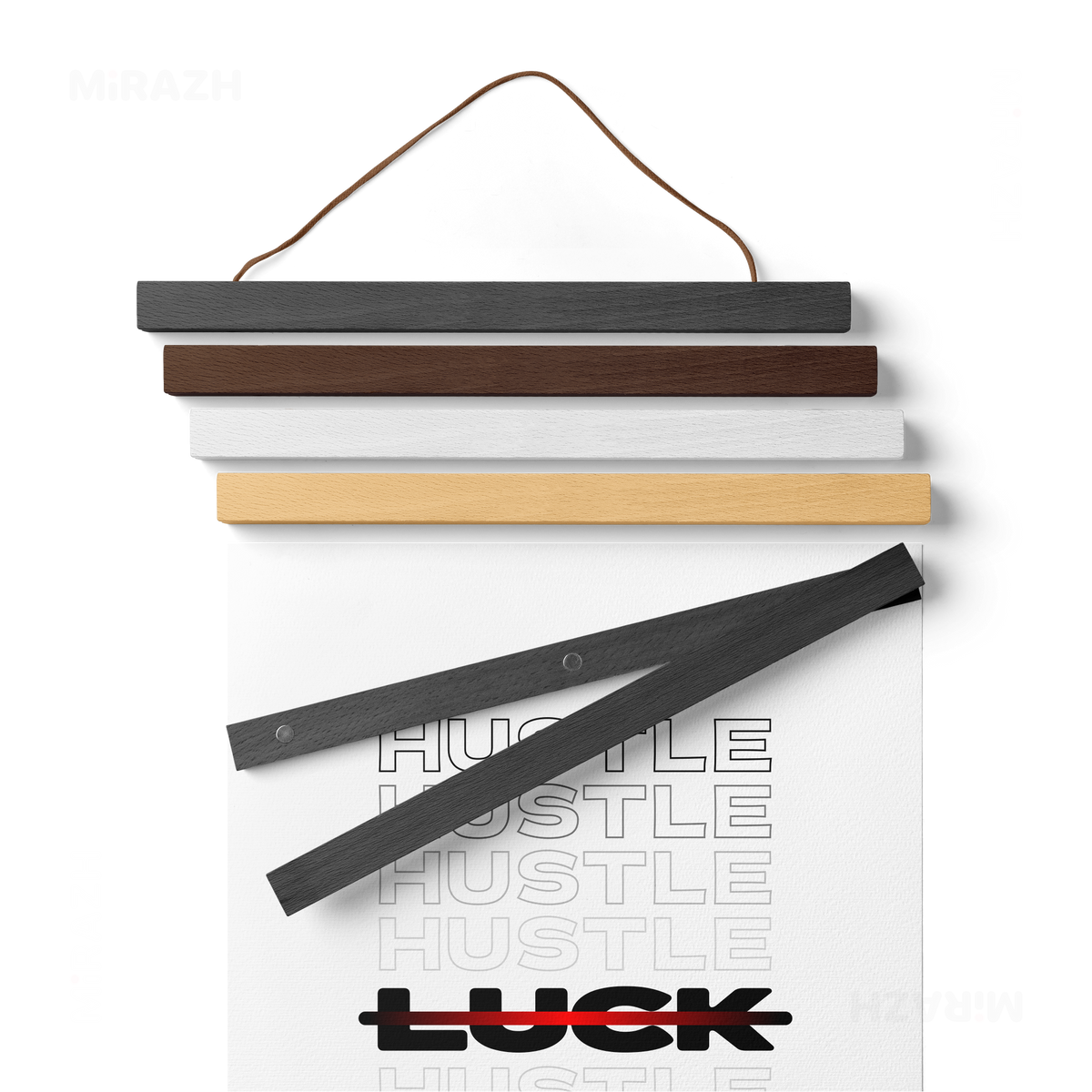HustleOverLuck Magnetic Hanger Poster 02 Black Wood