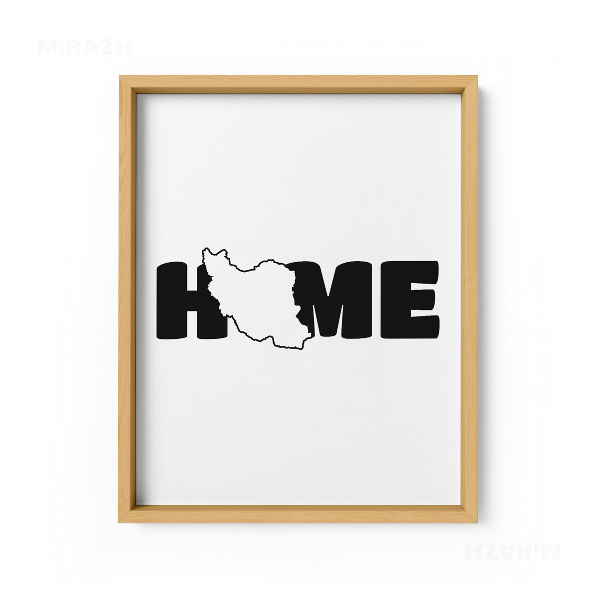 IranMyHome Framed Poster 01 Natural Wood