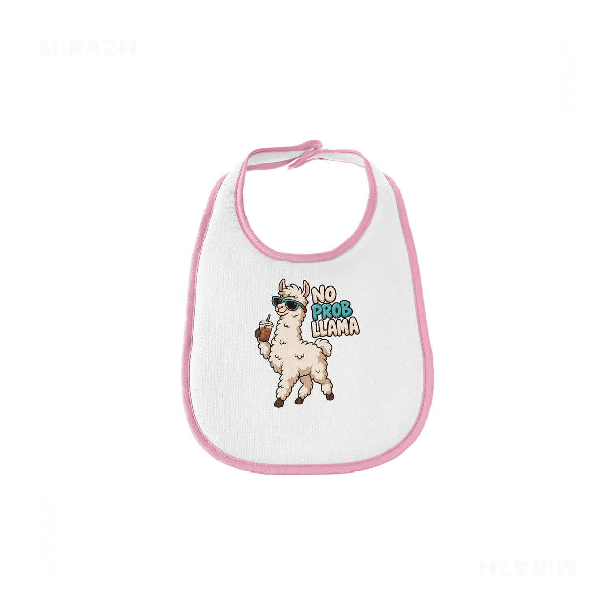 NoProbLlama Baby Bibs 01 White Pink