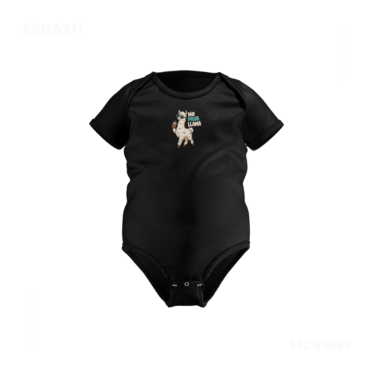 NoProbLlama Baby Onesies 01 Black