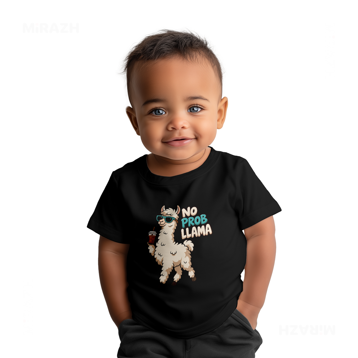 NoProbLlama Baby T Shirt 05 Black