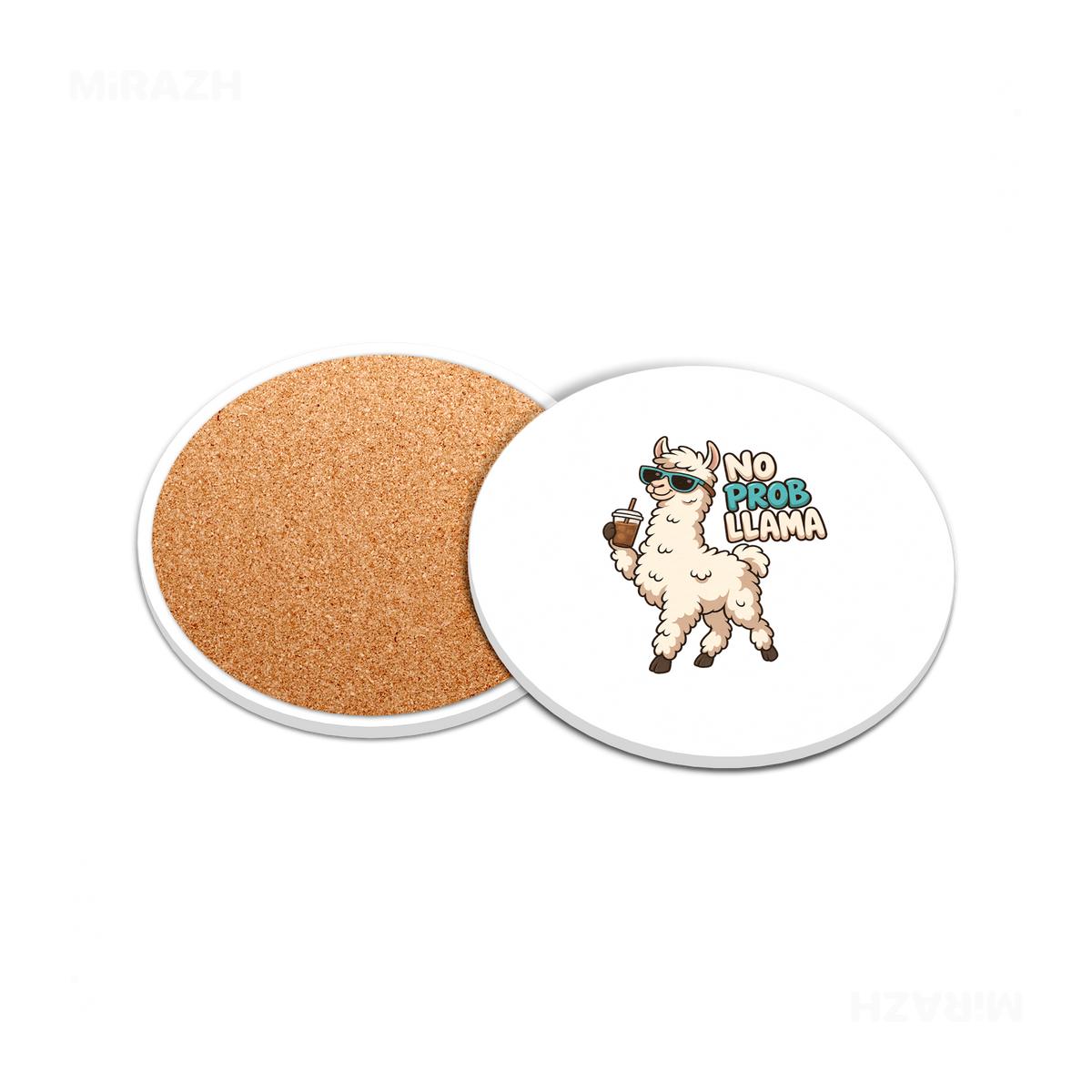 NoProbLlama Ceramic Coaster 05 Round