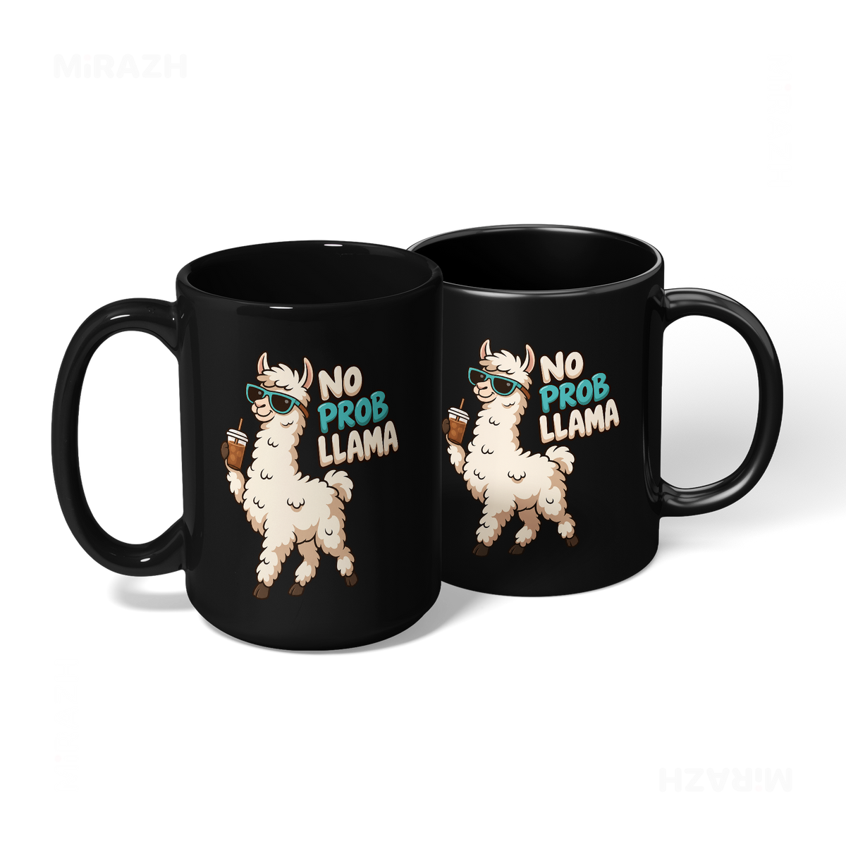 NoProbLlama Ceramic Mug 08 Black