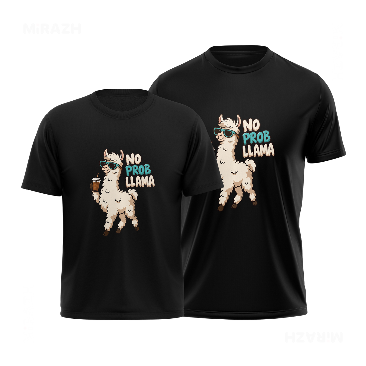 NoProbLlama Couple T Shirt 01 Black