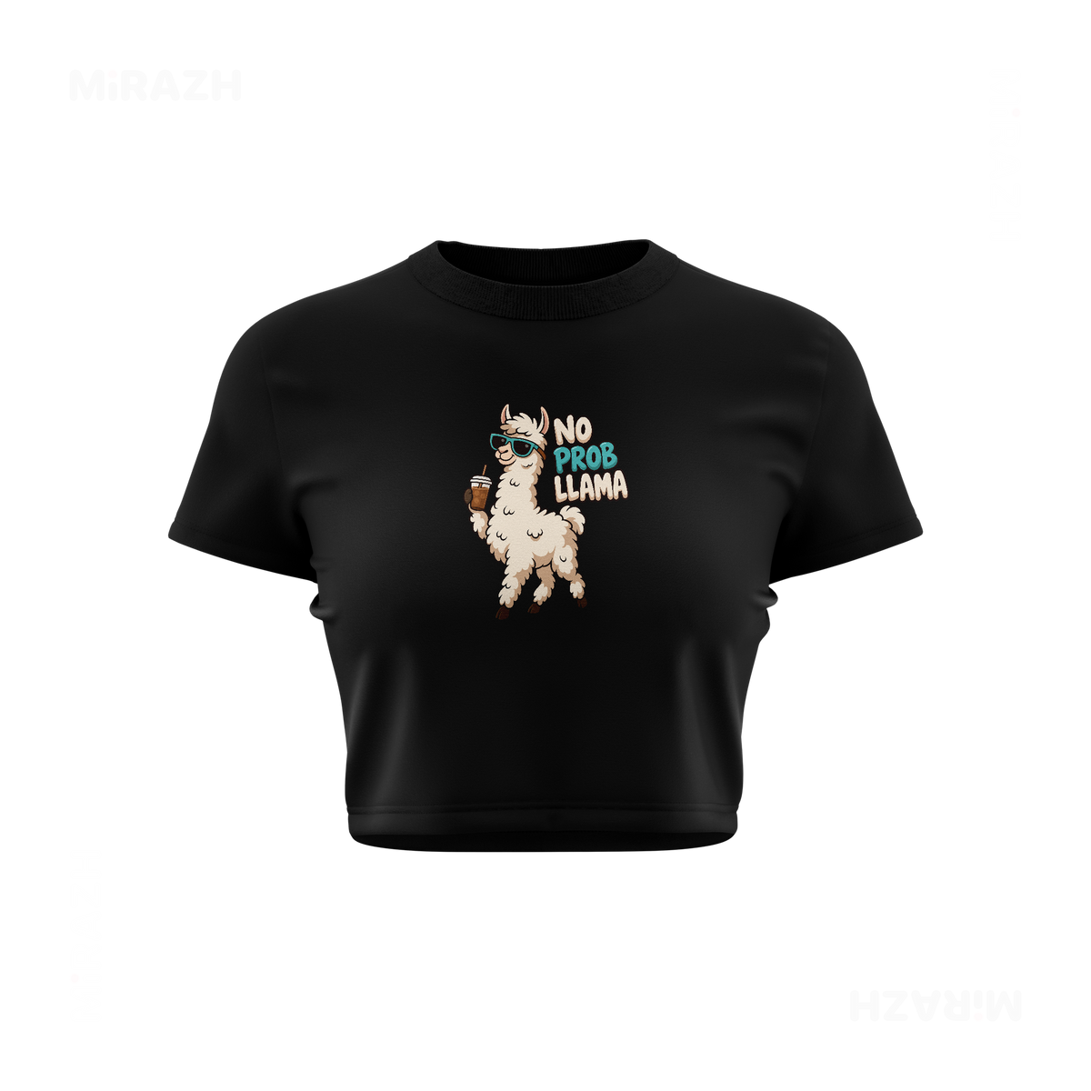 NoProbLlama Fitted Crop Top 01 Black