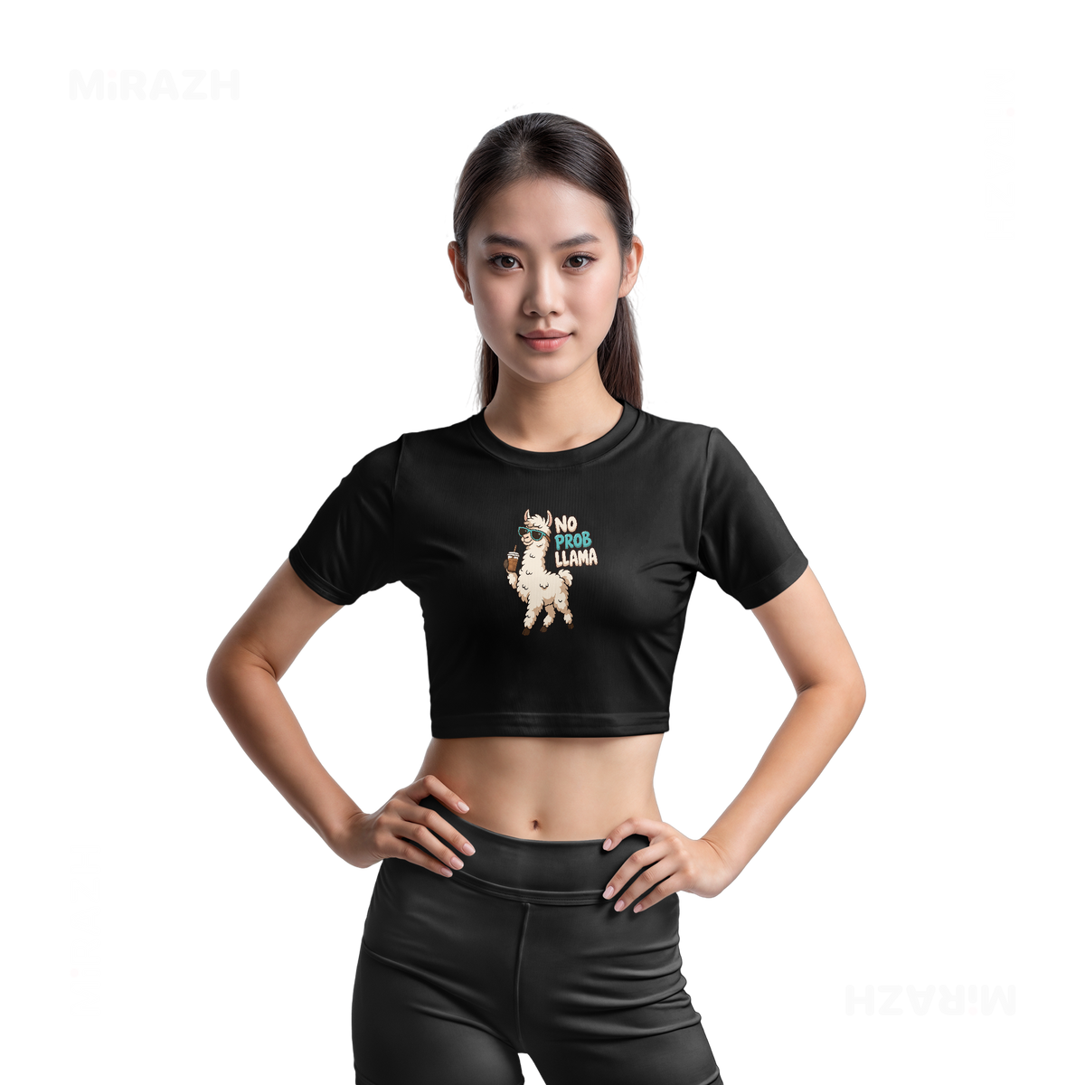 NoProbLlama Fitted Crop Top 03 Black