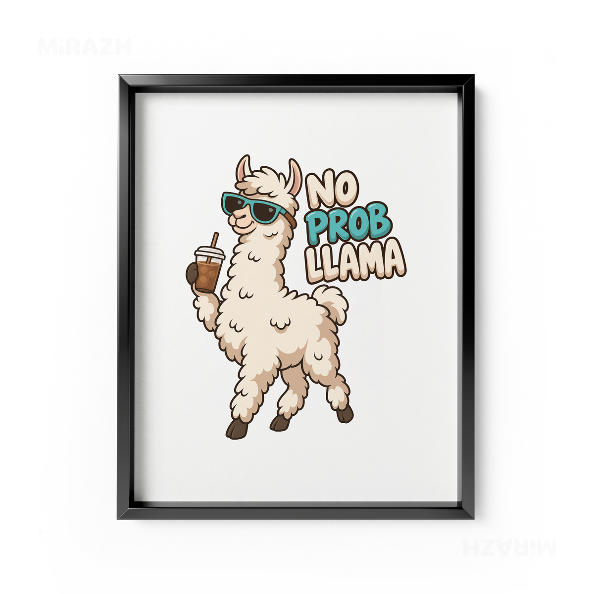 NoProbLlama Framed Poster 01 Black Aluminum