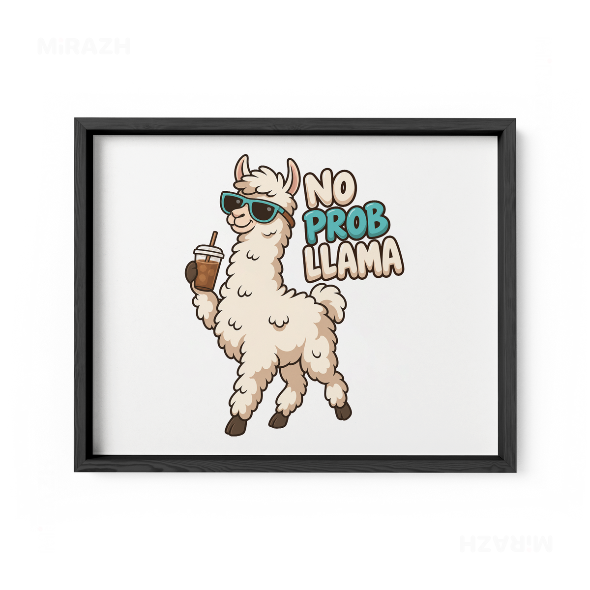 NoProbLlama Framed Poster 03 Black Wood