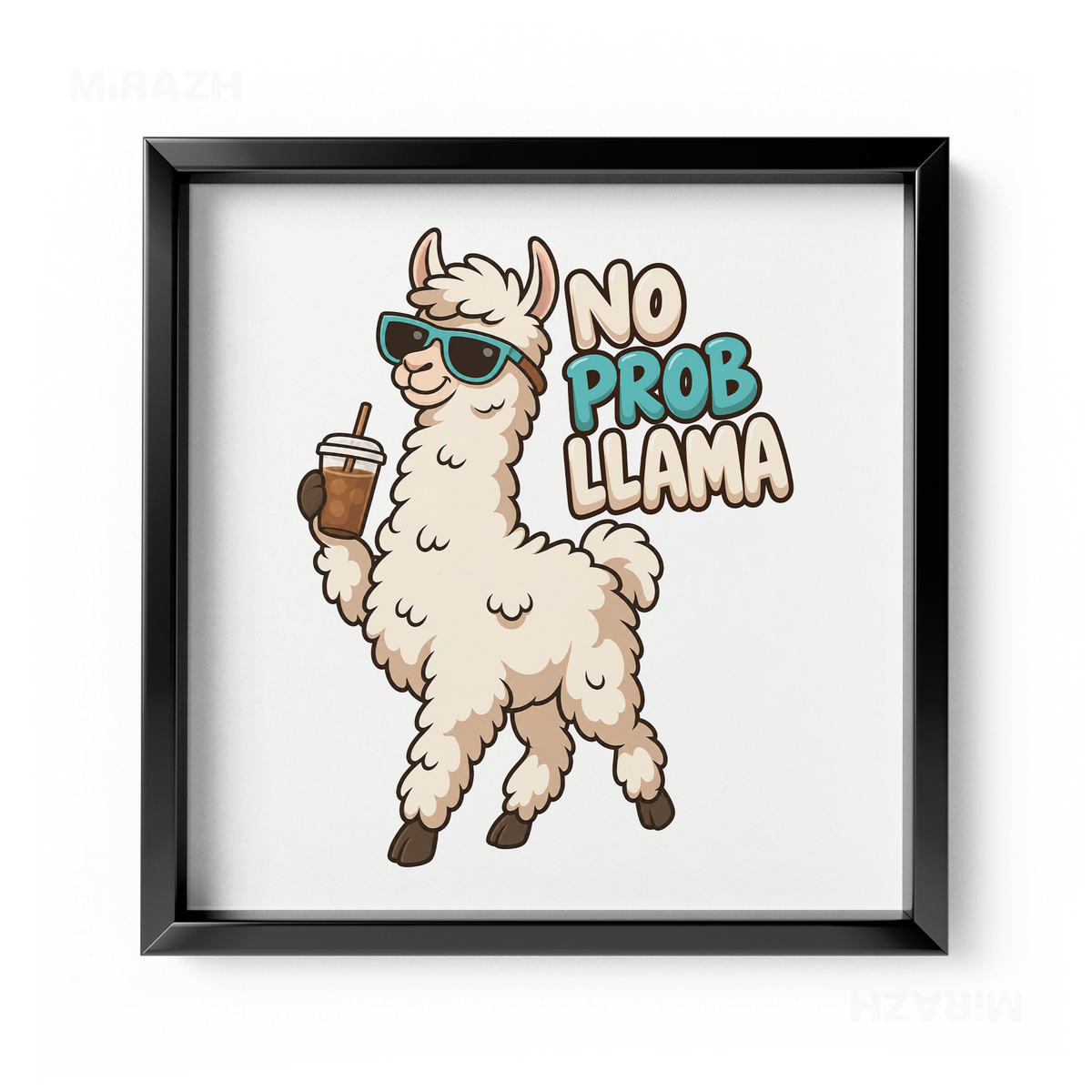 NoProbLlama Framed Poster 04 Black Aluminum