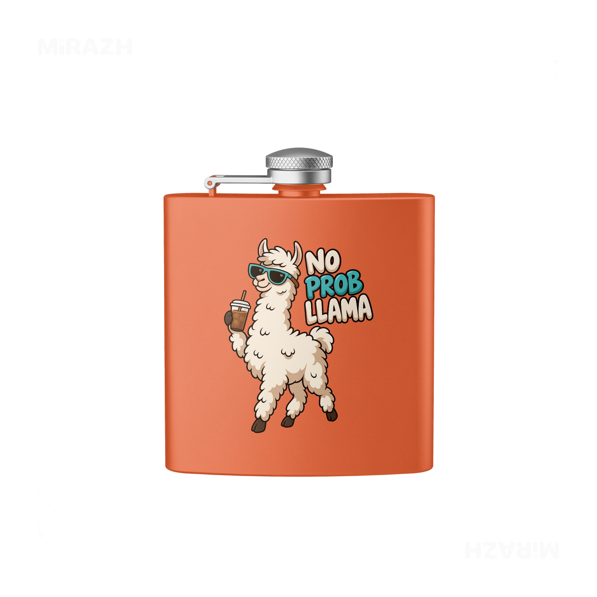 NoProbLlama Hip Flasks 01 Orange
