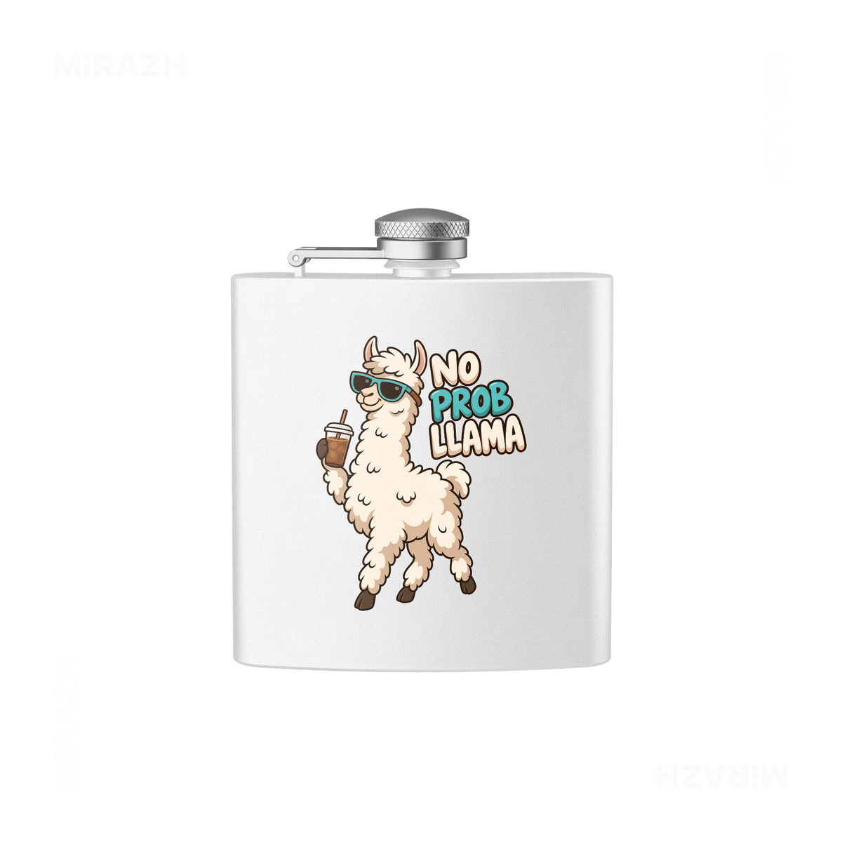 NoProbLlama Hip Flasks 01 White