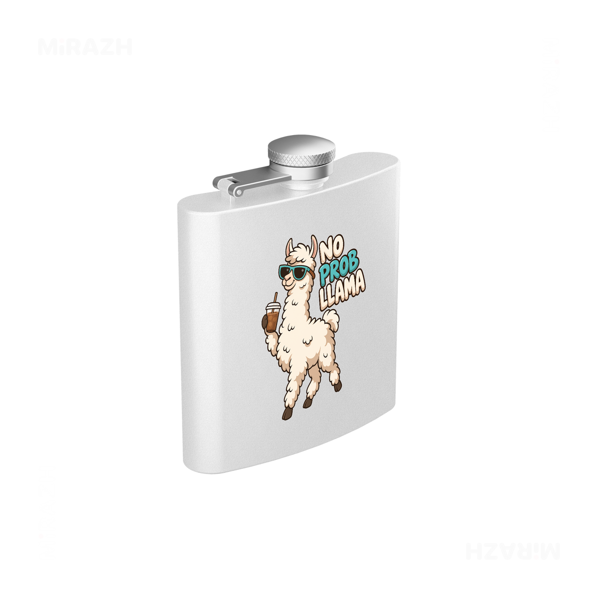 NoProbLlama Hip Flasks 03 White