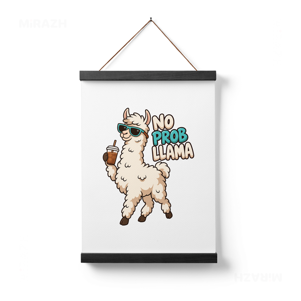 NoProbLlama Magnetic Hanger Poster 01 Black Wood