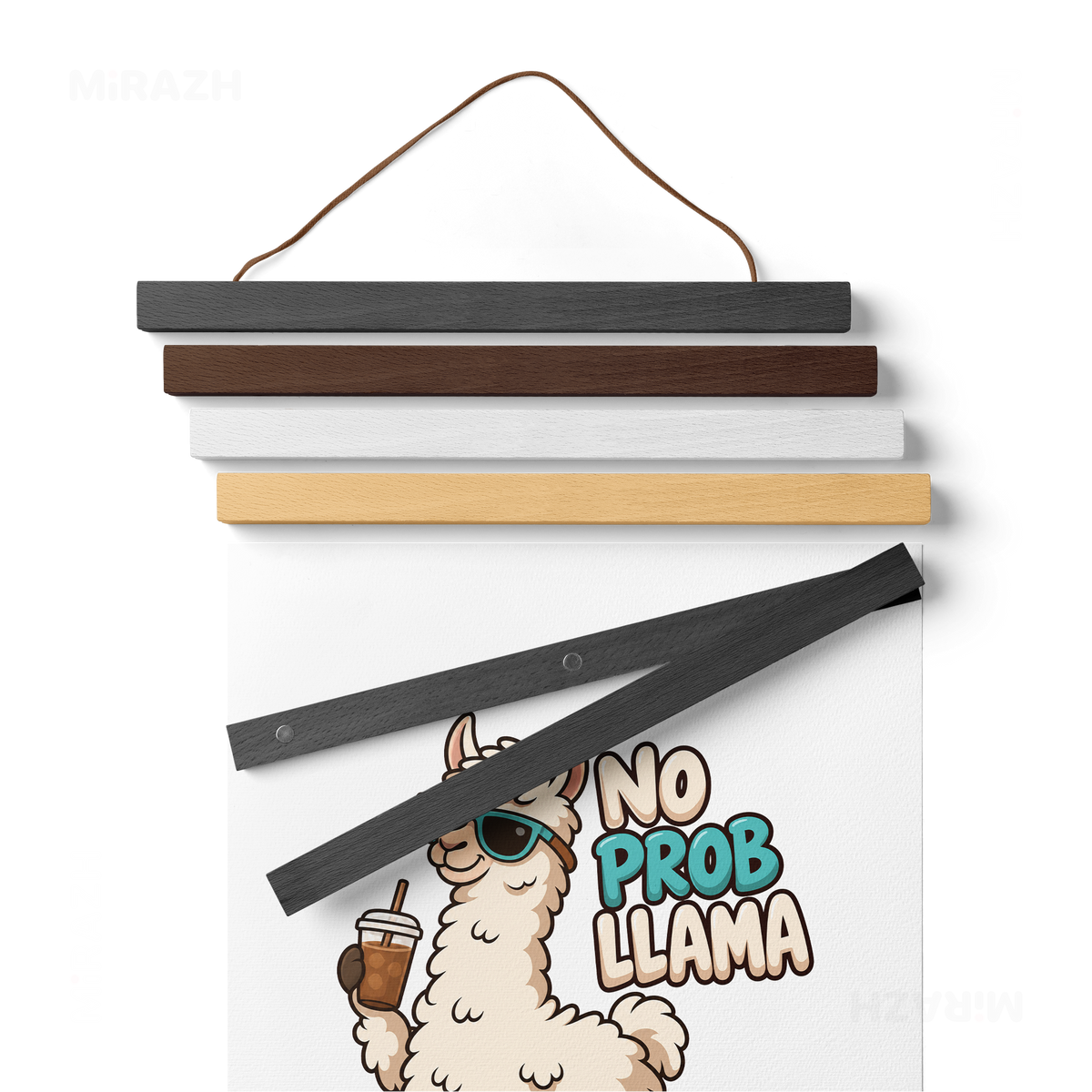 NoProbLlama Magnetic Hanger Poster 02 Black Wood