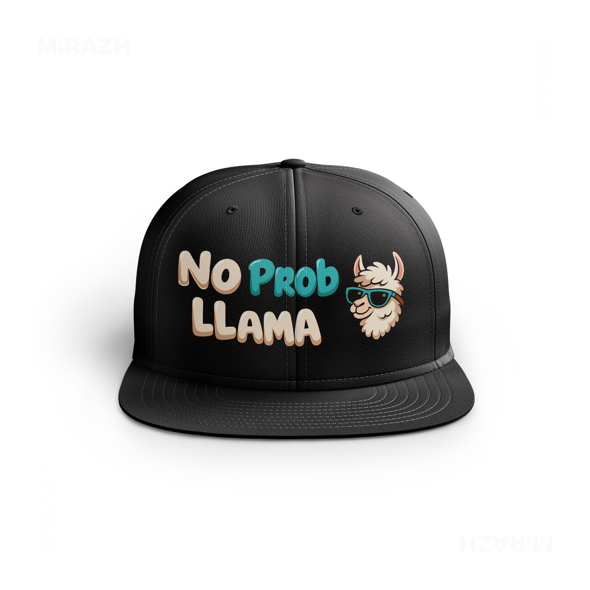 NoProbLlama Snapback Caps 01 Black DTF