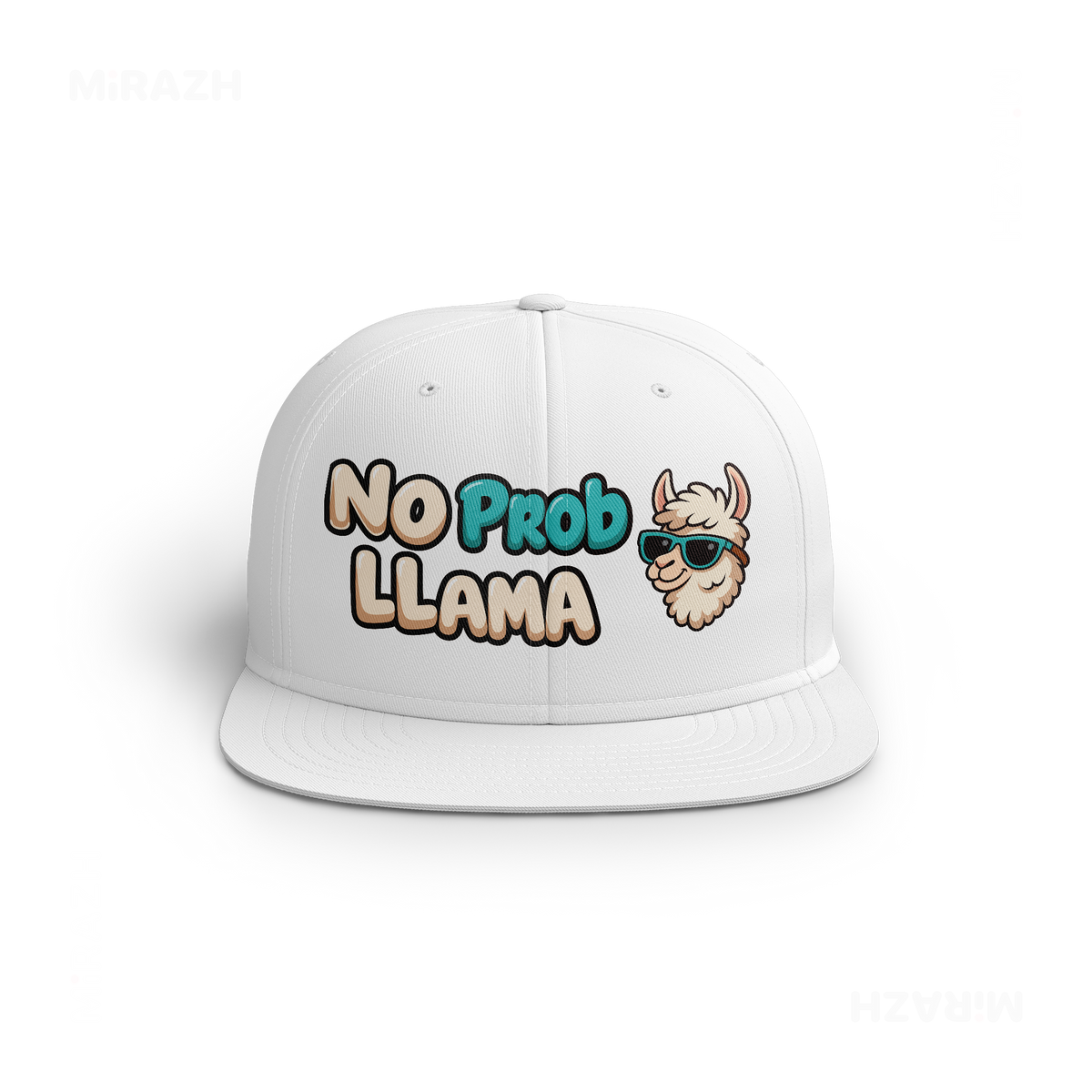 NoProbLlama Snapback Caps 01 White DTF