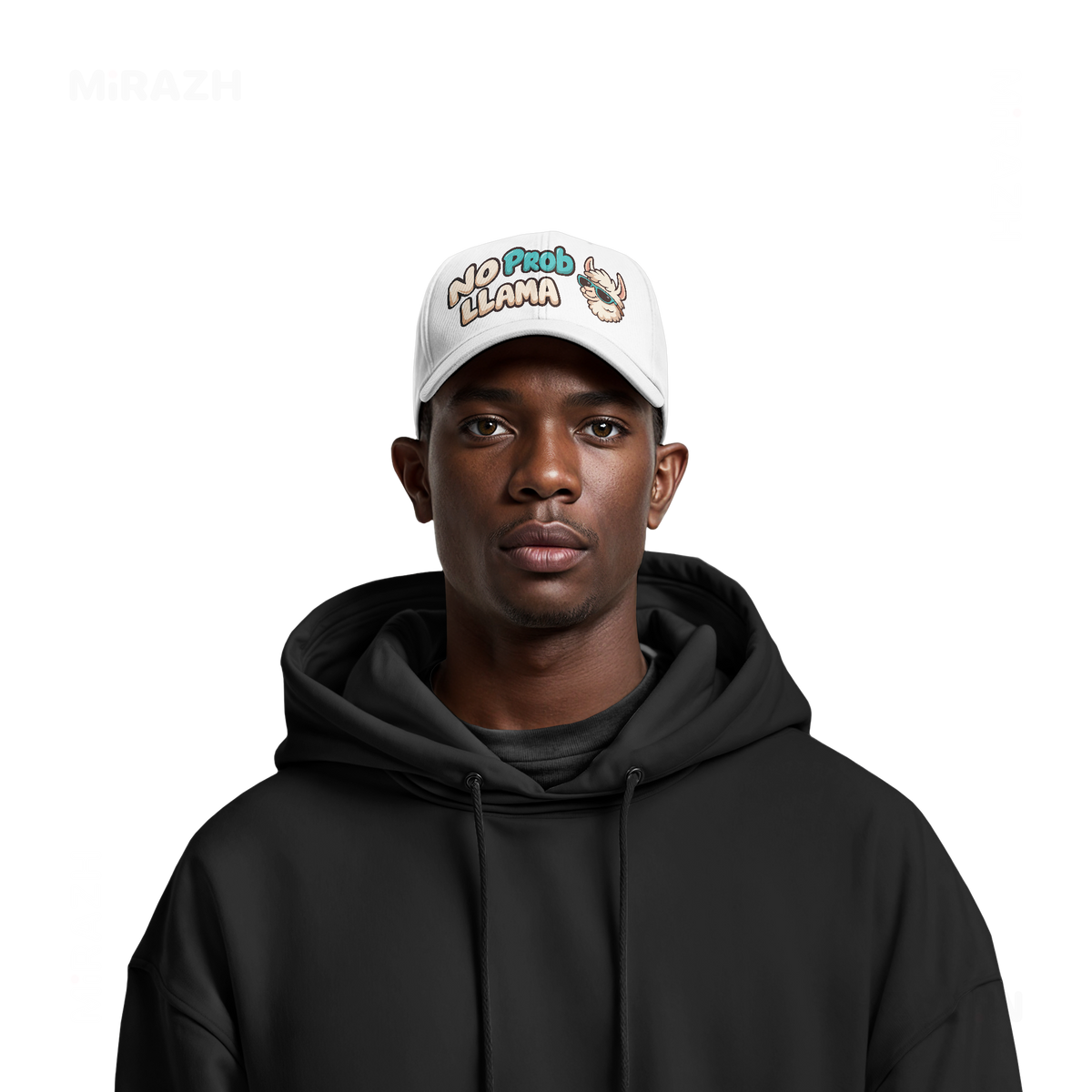 NoProbLlama Snapback Caps 06 White DTF