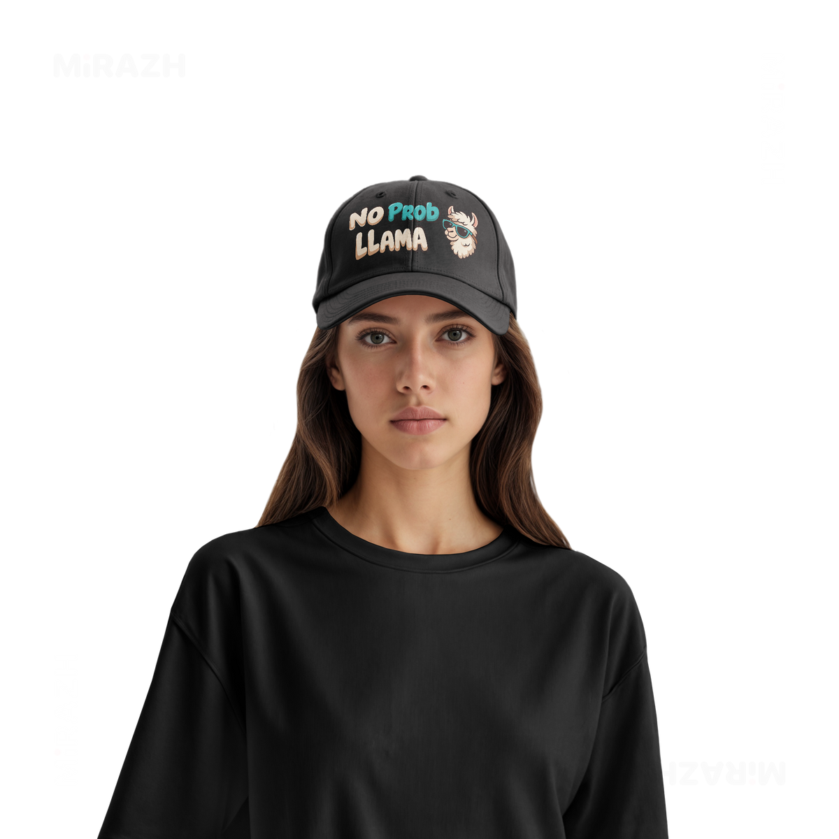 NoProbLlama Snapback Caps 07 Black DTF