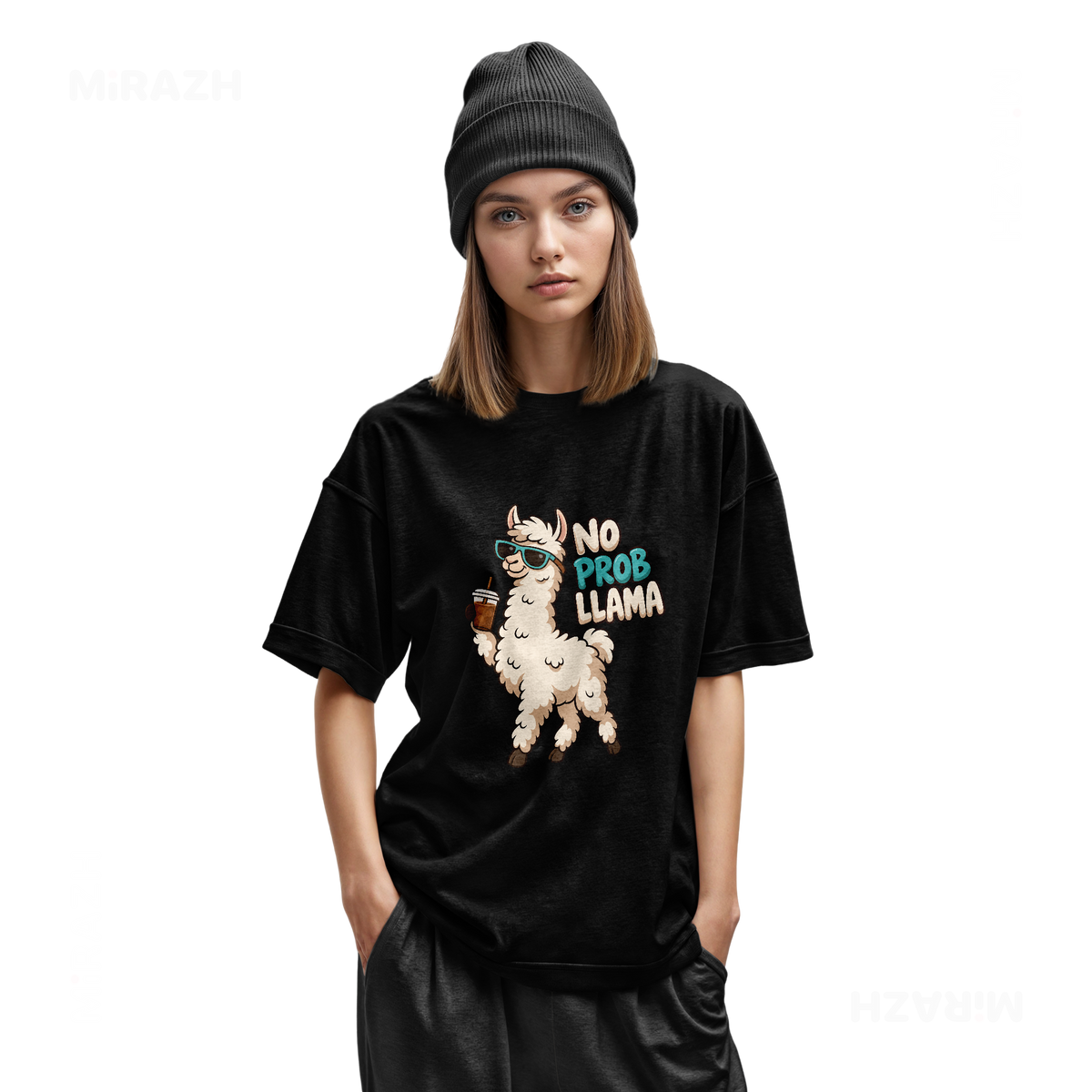 NoProbLlama Youth T Shirt 02 Black