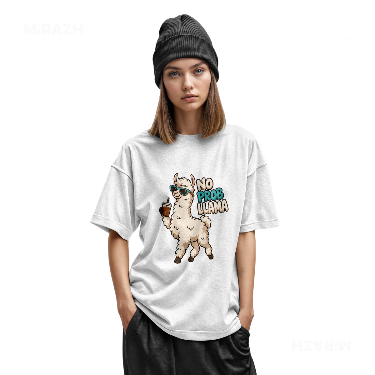 NoProbLlama Youth T Shirt 02 White