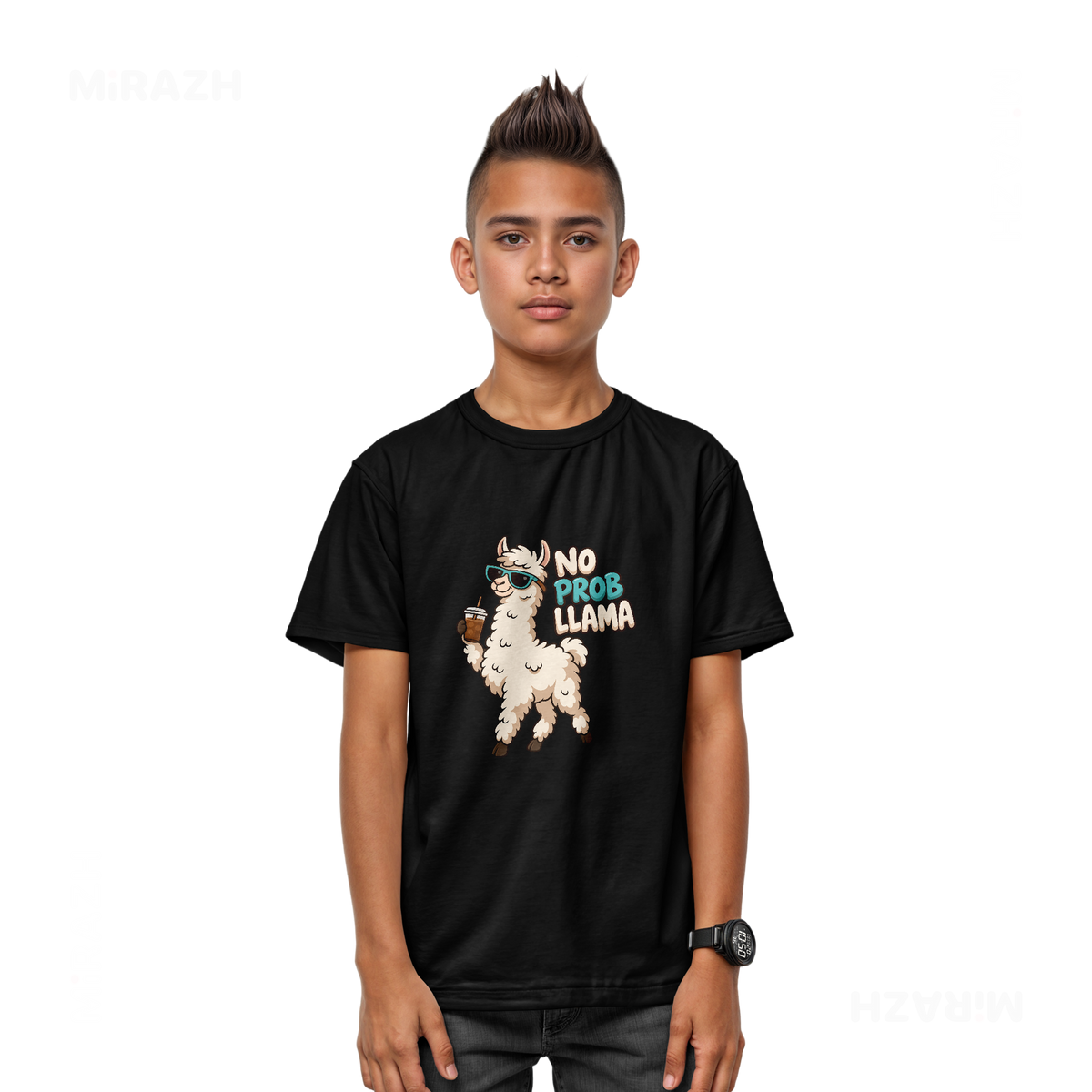 NoProbLlama Youth T Shirt 03 Black