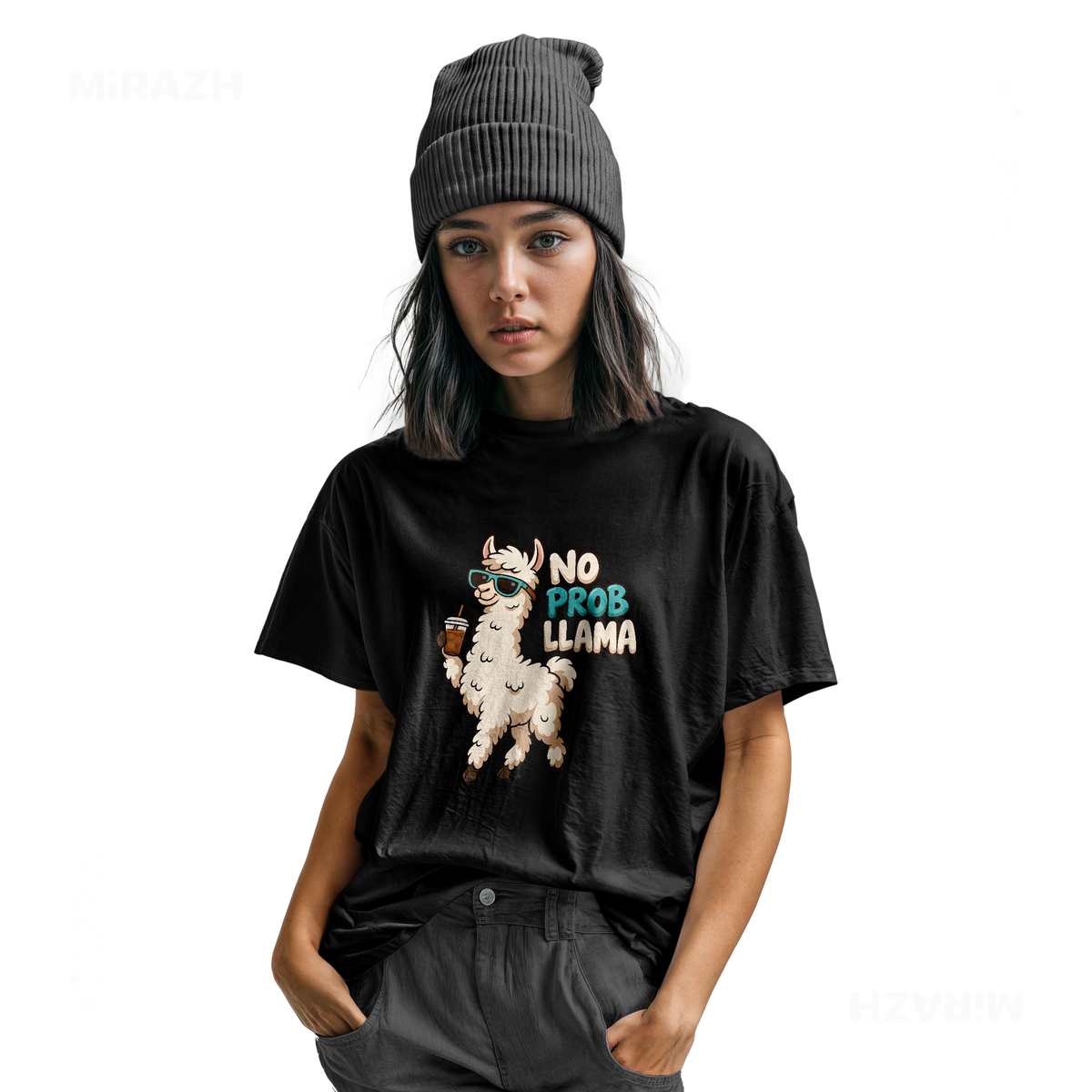 NoProbLlama Youth T Shirt 04 Black