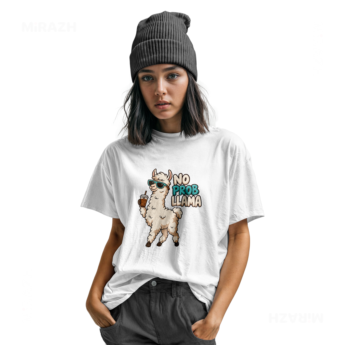 NoProbLlama Youth T Shirt 04 White